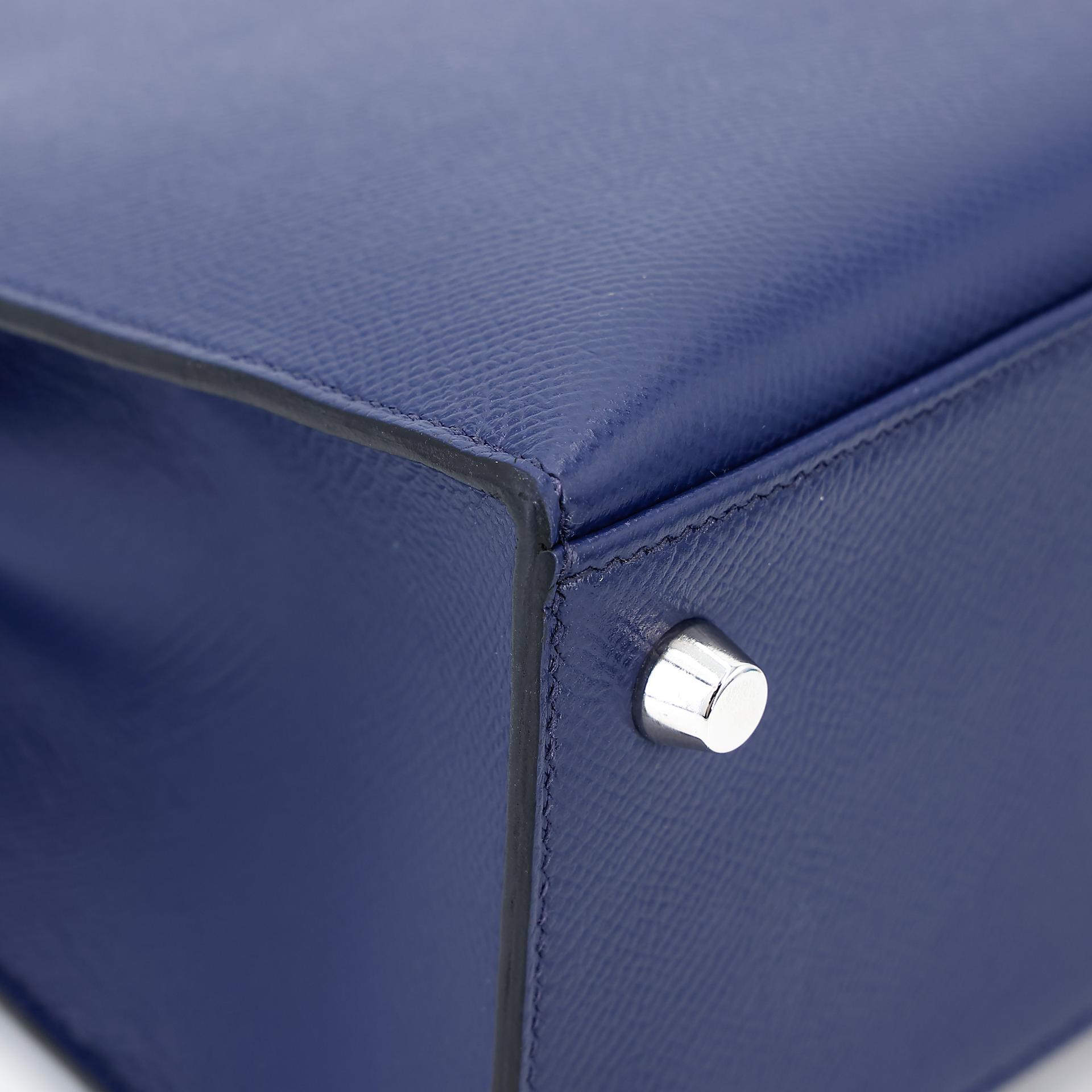 Good ( Rank AB) HERMÈS Kelly 25 Sellier Tri-color Bleu France (71) Bleu Saphir (73) Black (89) Epsom Palladium hardware Z (2021) - 11