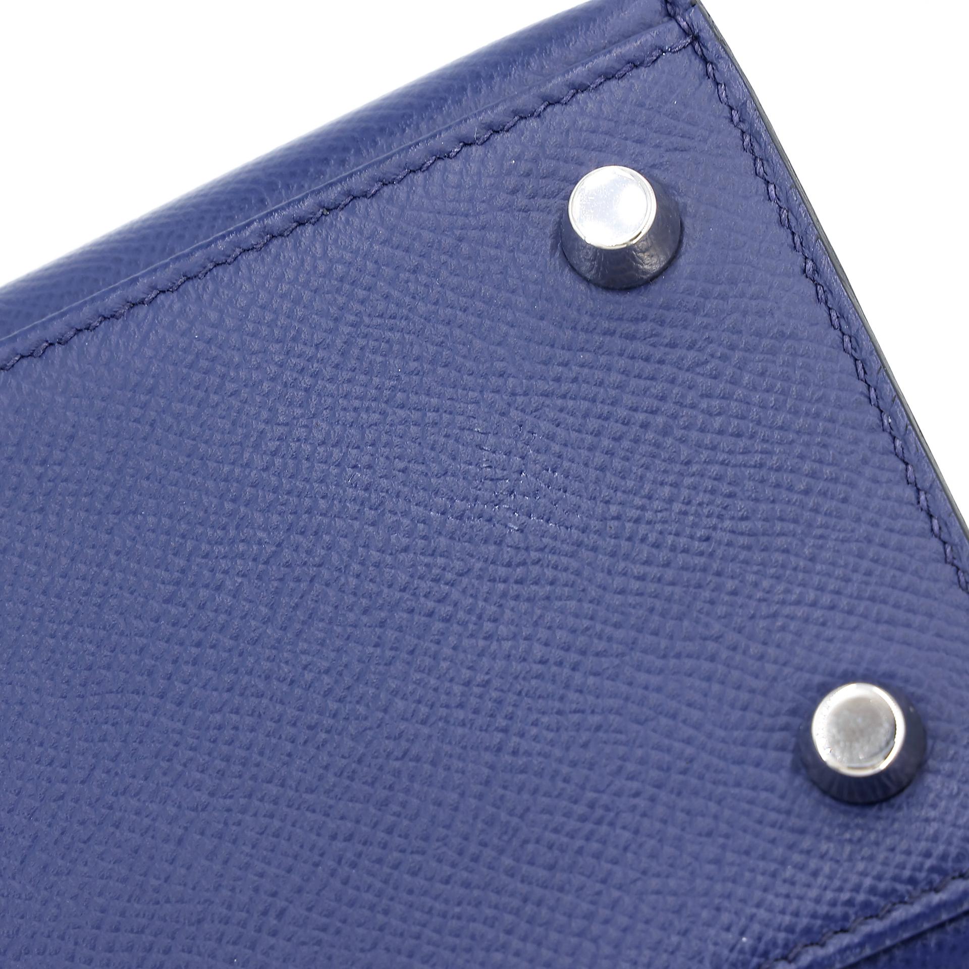Good ( Rank AB) HERMÈS Kelly 25 Sellier Tri-color Bleu France (71) Bleu Saphir (73) Black (89) Epsom Palladium hardware Z (2021) - 12