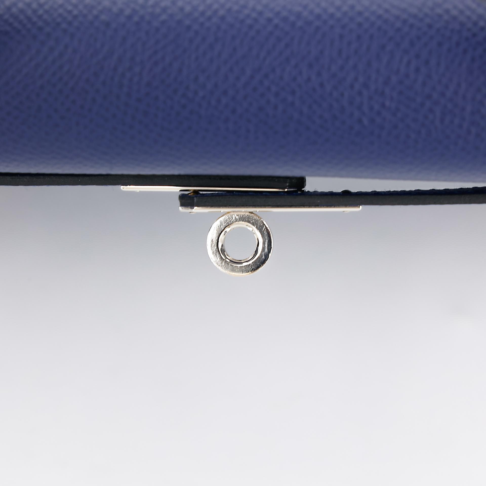 Good ( Rank AB) HERMÈS Kelly 25 Sellier Tri-color Bleu France (71) Bleu Saphir (73) Black (89) Epsom Palladium hardware Z (2021) - 15