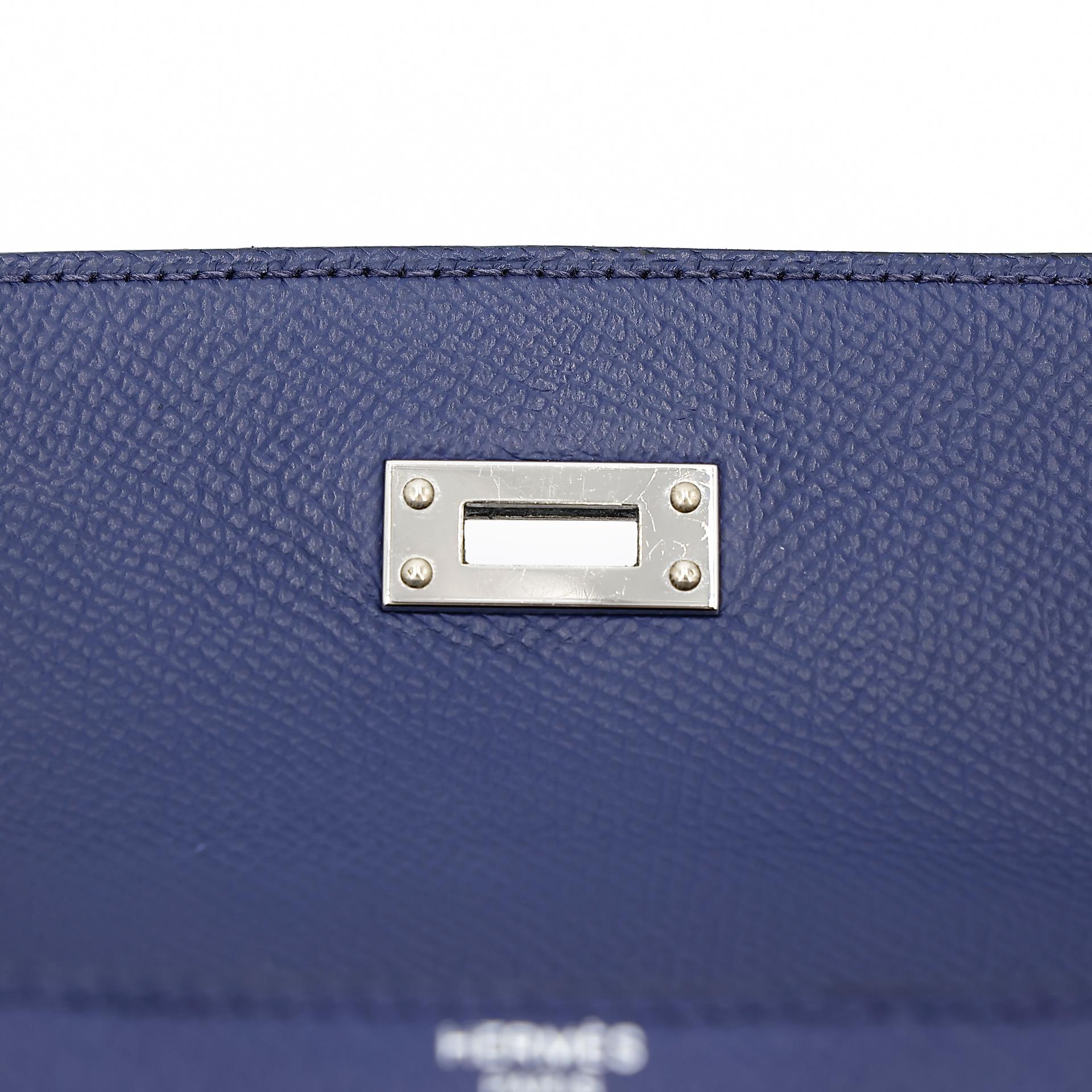 Good ( Rank AB) HERMÈS Kelly 25 Sellier Tri-color Bleu France (71) Bleu Saphir (73) Black (89) Epsom Palladium hardware Z (2021) - 17