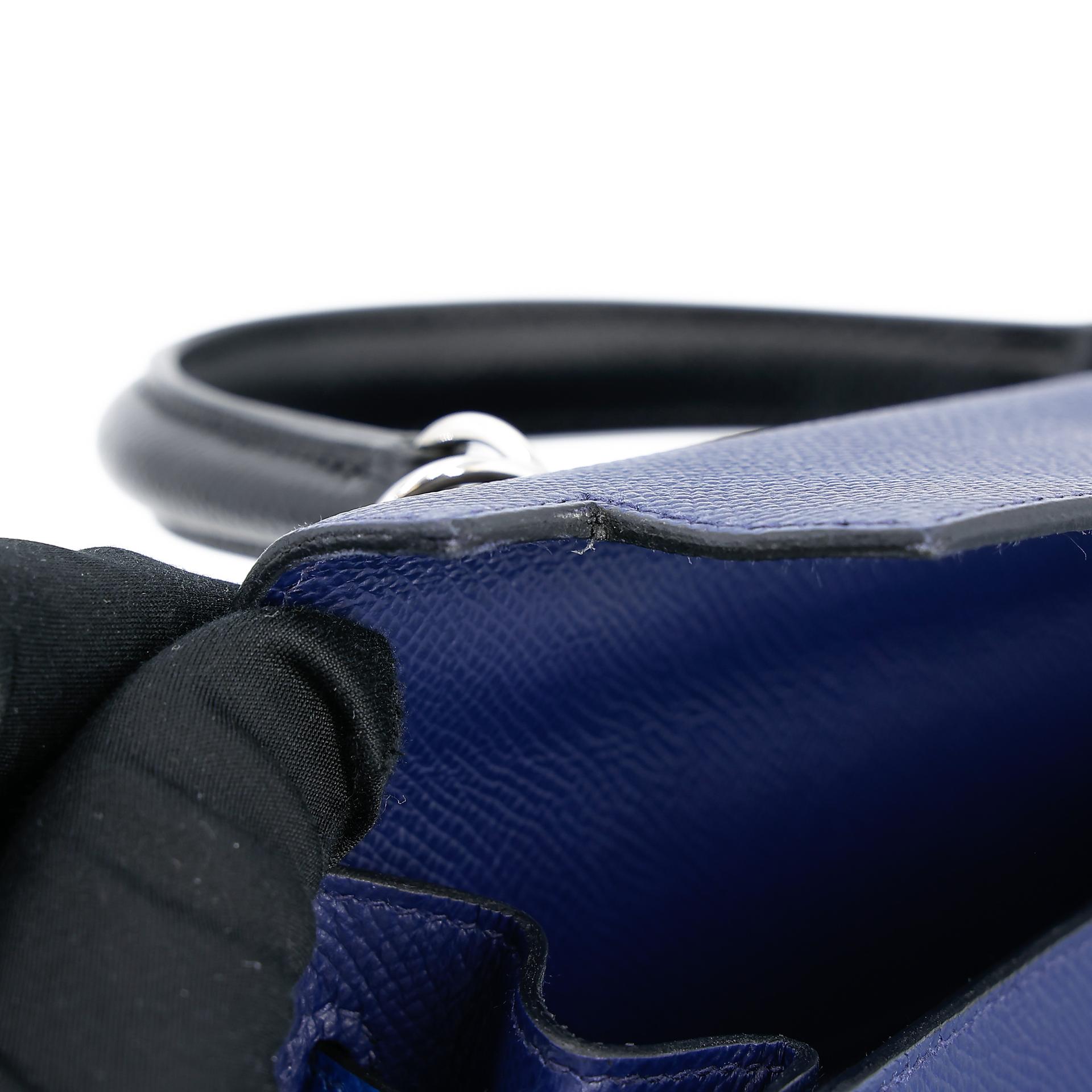 Good ( Rank AB) HERMÈS Kelly 25 Sellier Tri-color Bleu France (71) Bleu Saphir (73) Black (89) Epsom Palladium hardware Z (2021) - 18