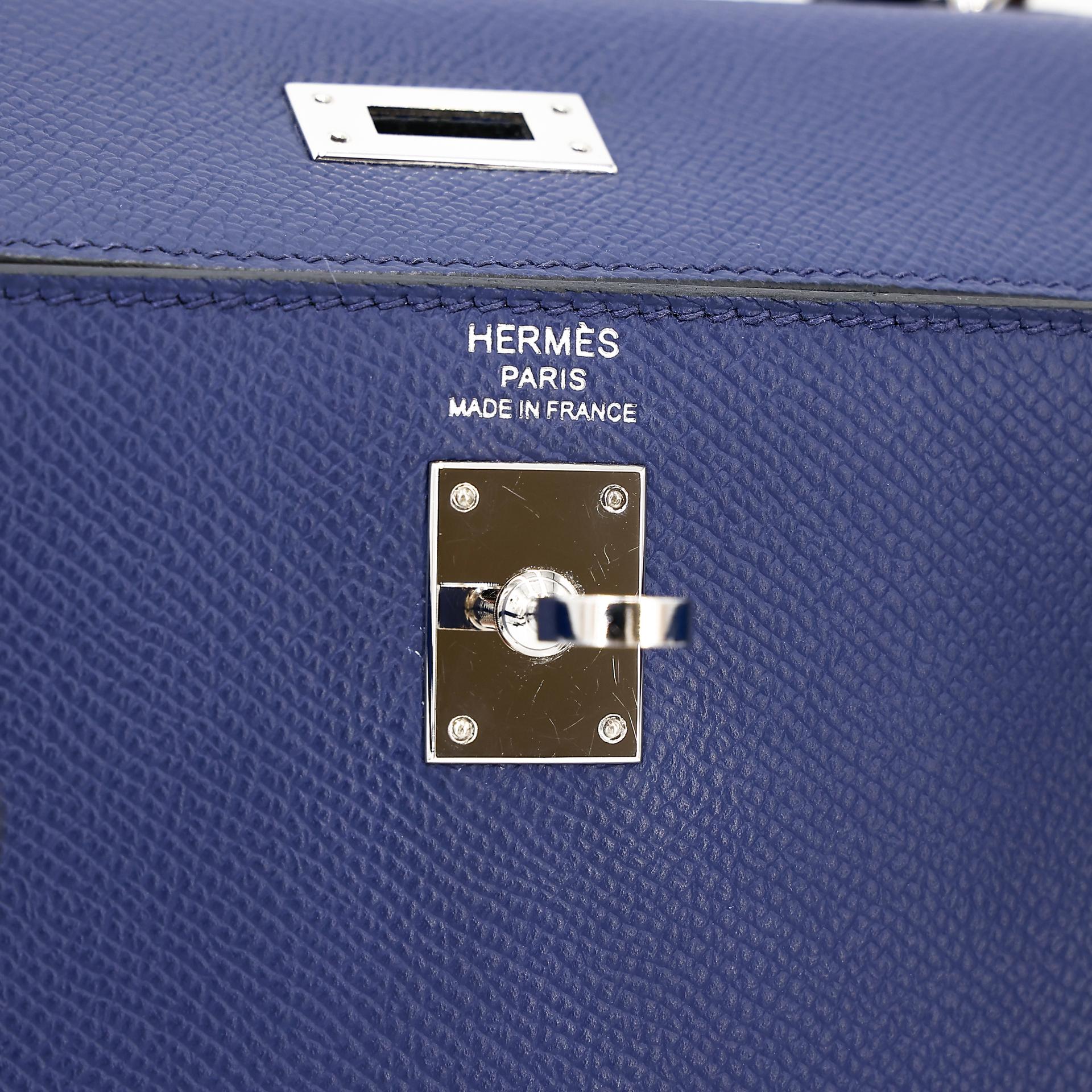 Good ( Rank AB) HERMÈS Kelly 25 Sellier Tri-color Bleu France (71) Bleu Saphir (73) Black (89) Epsom Palladium hardware Z (2021) - 20