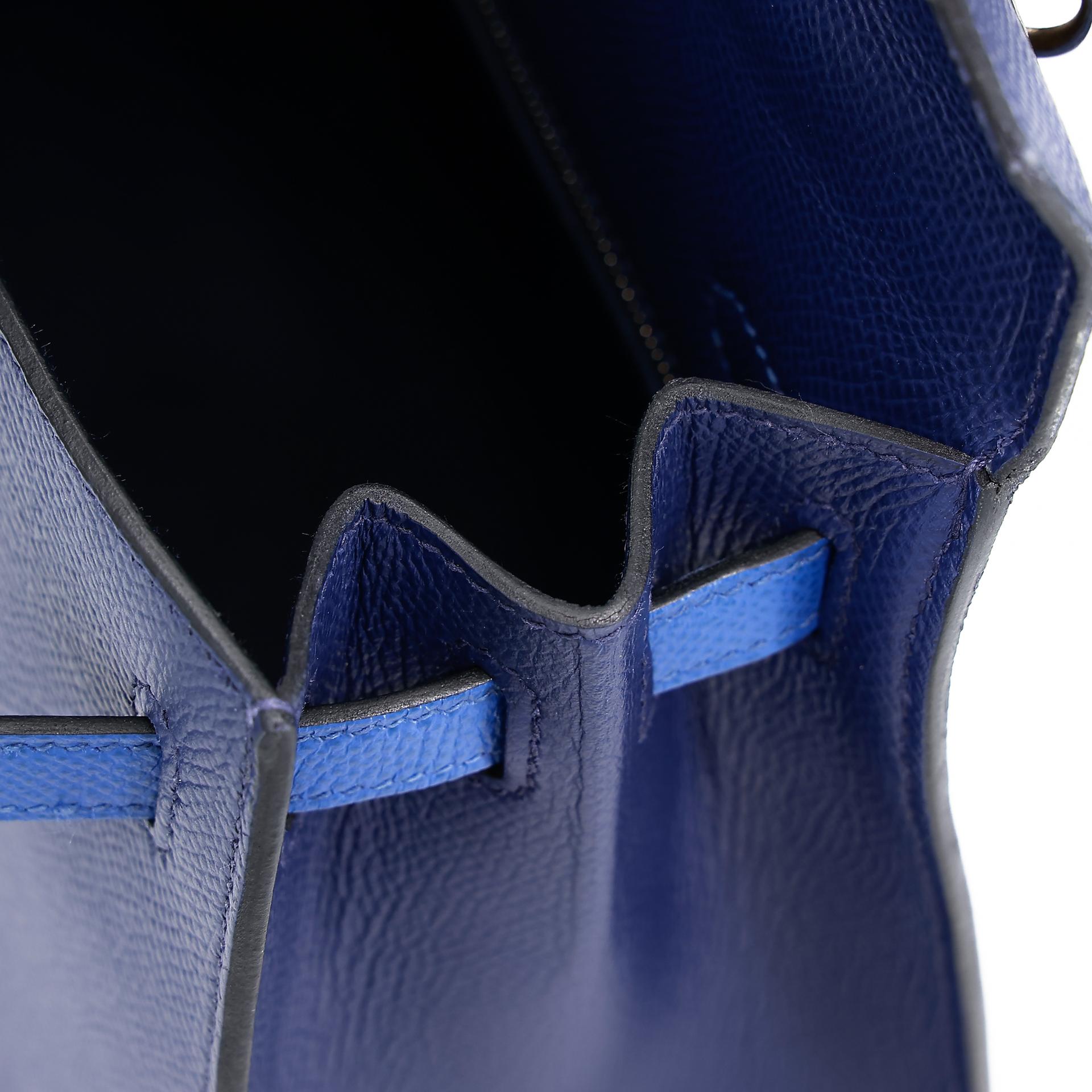 Good ( Rank AB) HERMÈS Kelly 25 Sellier Tri-color Bleu France (71) Bleu Saphir (73) Black (89) Epsom Palladium hardware Z (2021) - 22