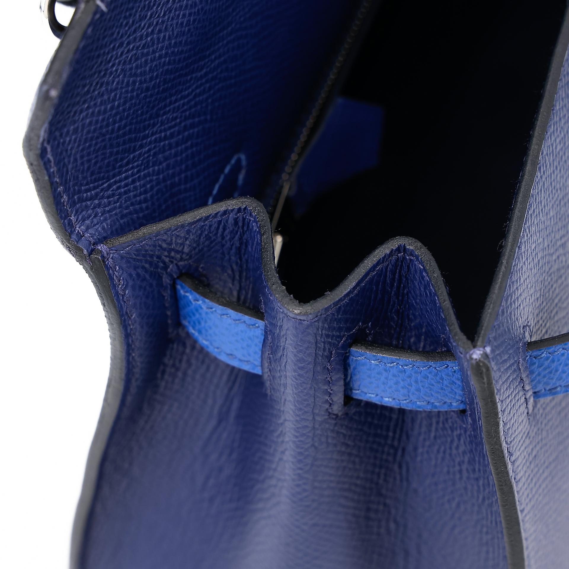 Good ( Rank AB) HERMÈS Kelly 25 Sellier Tri-color Bleu France (71) Bleu Saphir (73) Black (89) Epsom Palladium hardware Z (2021) - 23