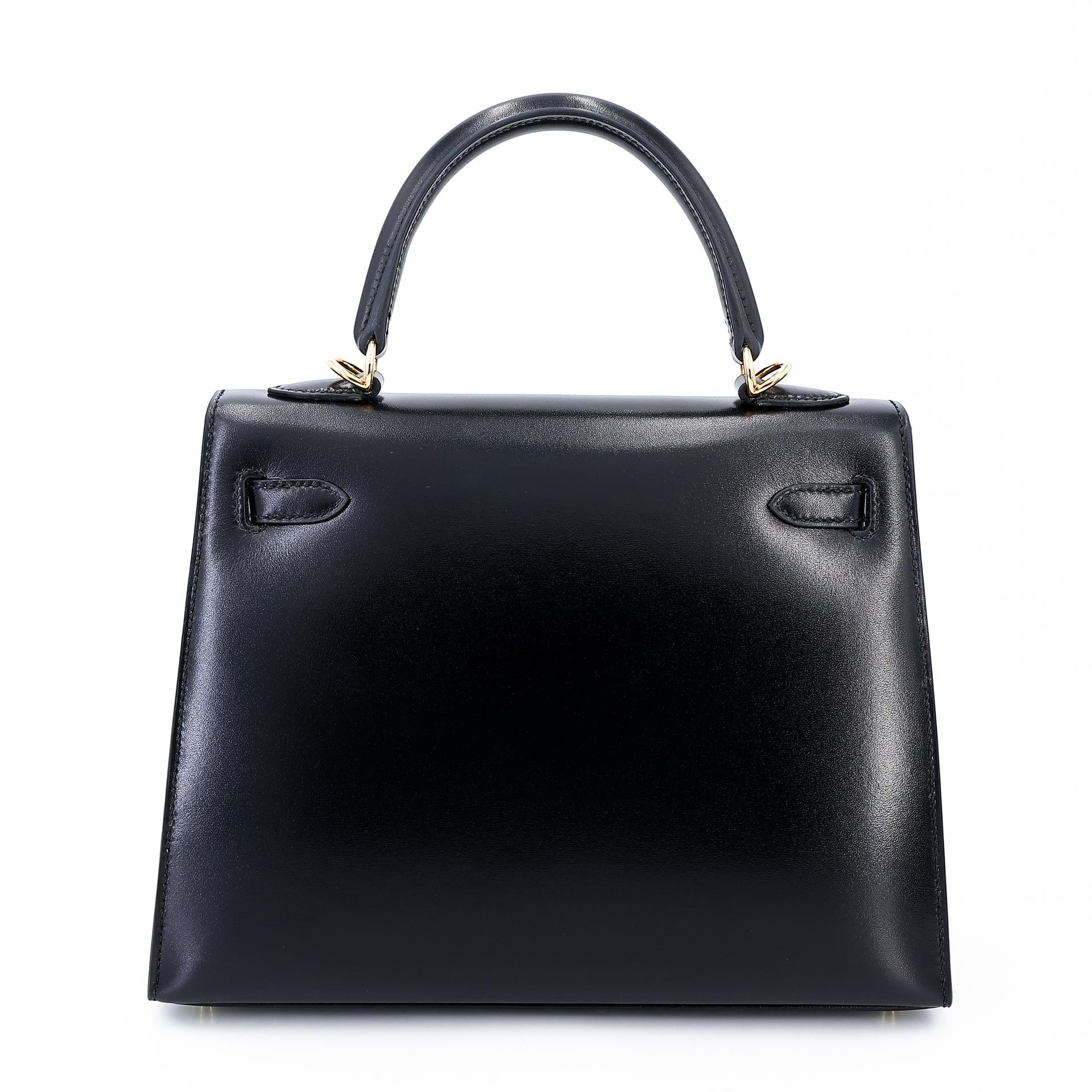 Excellent ( Rank SA ) HERMÈS Kelly 25 Sellier Black (89) Box-calf Gold hardware D (2019) - 2