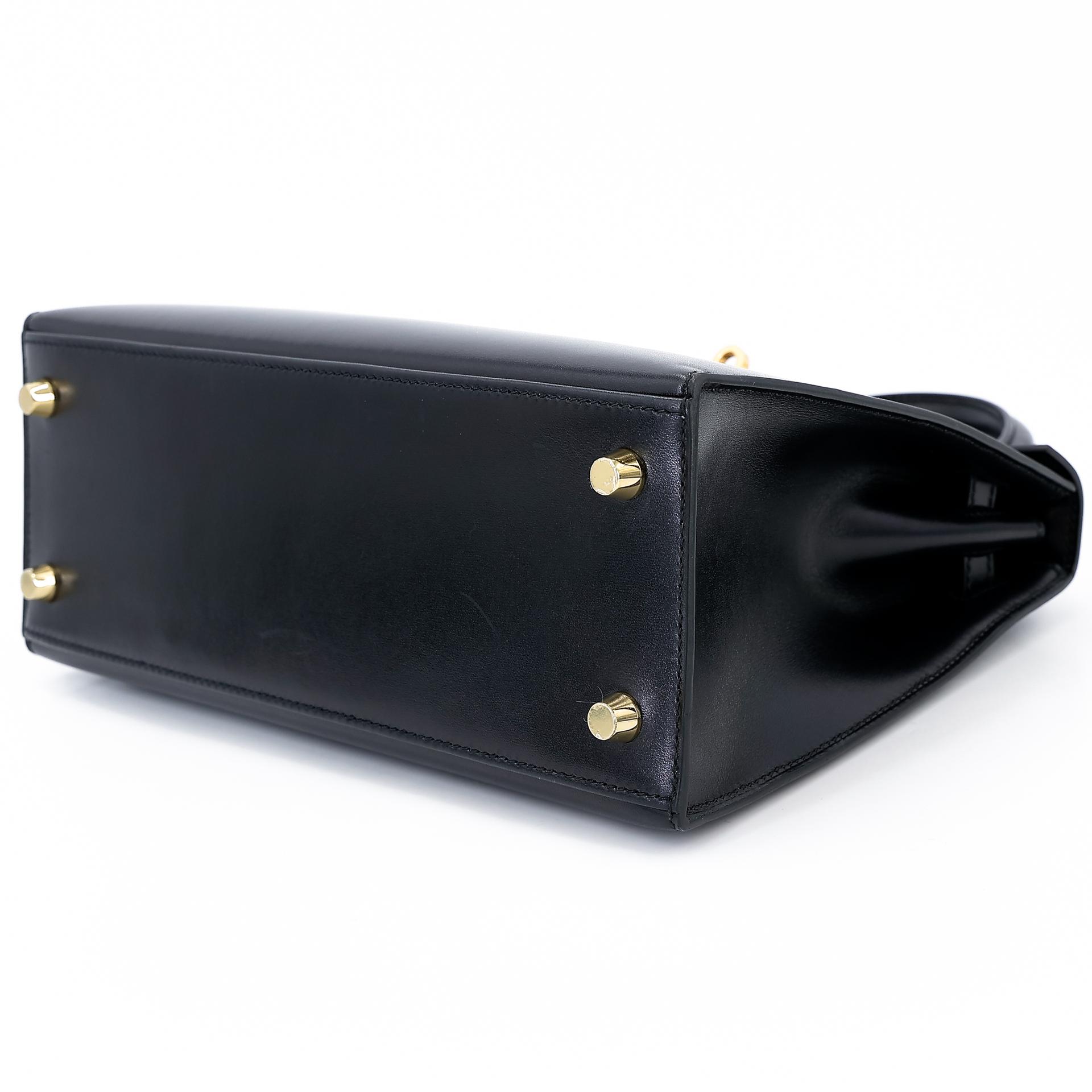 Excellent ( Rank SA ) HERMÈS Kelly 25 Sellier Black (89) Box-calf Gold hardware D (2019) - 4