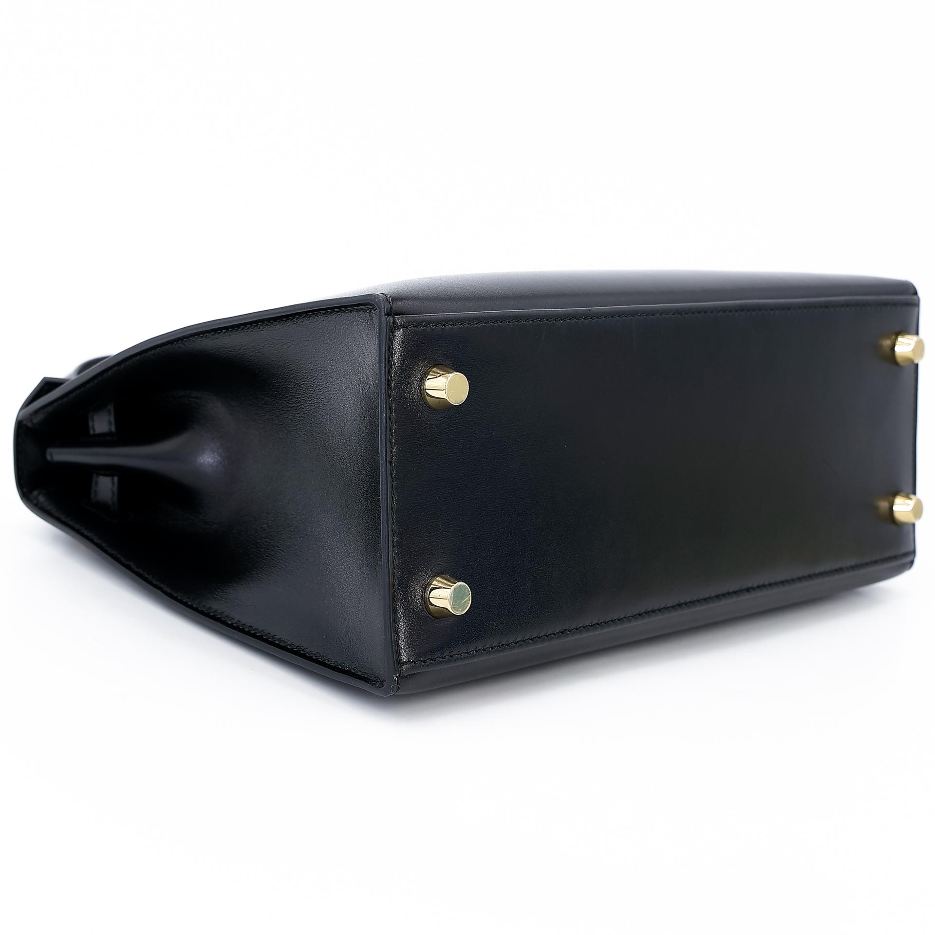 Excellent ( Rank SA ) HERMÈS Kelly 25 Sellier Black (89) Box-calf Gold hardware D (2019) - 5