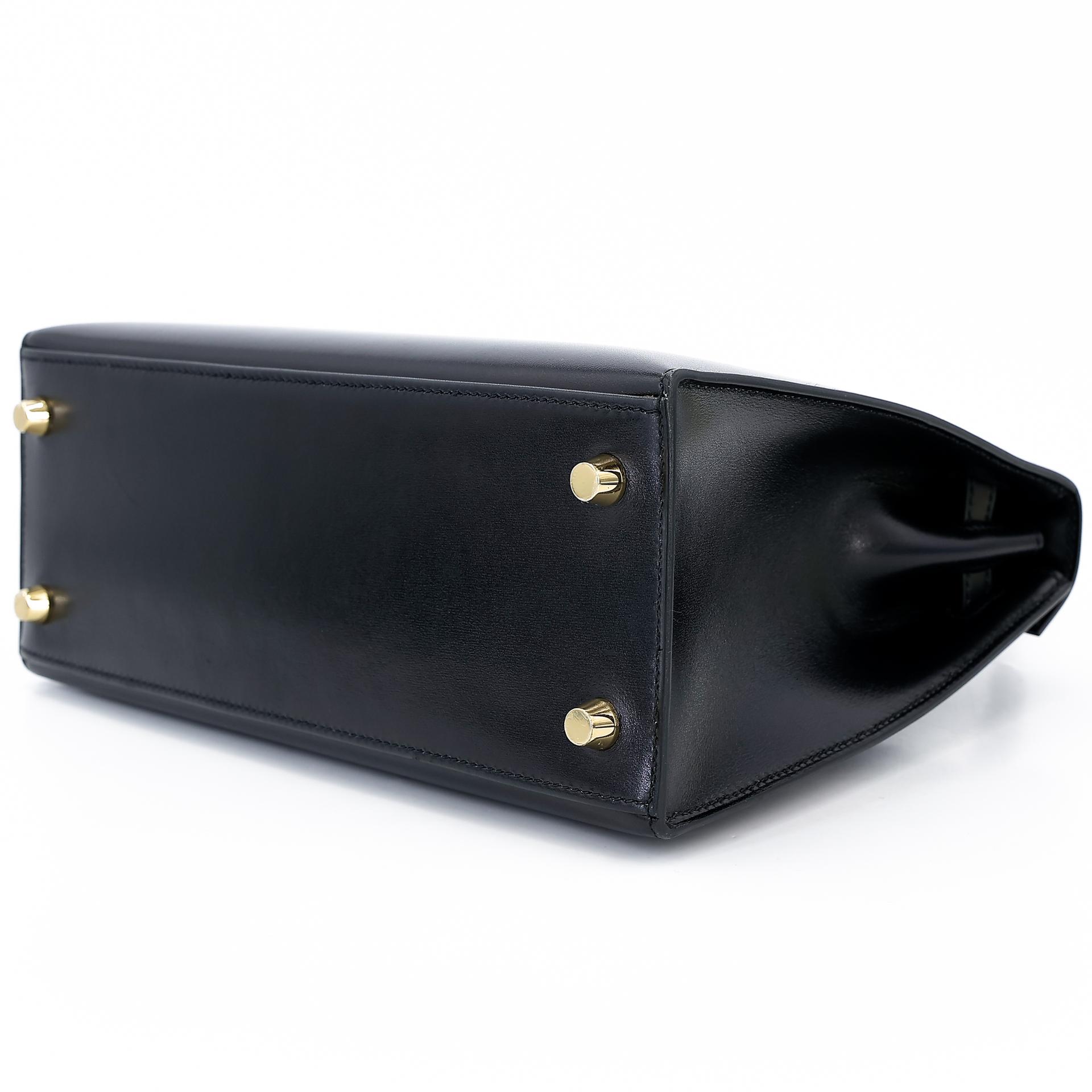 Excellent ( Rank SA ) HERMÈS Kelly 25 Sellier Black (89) Box-calf Gold hardware D (2019) - 6