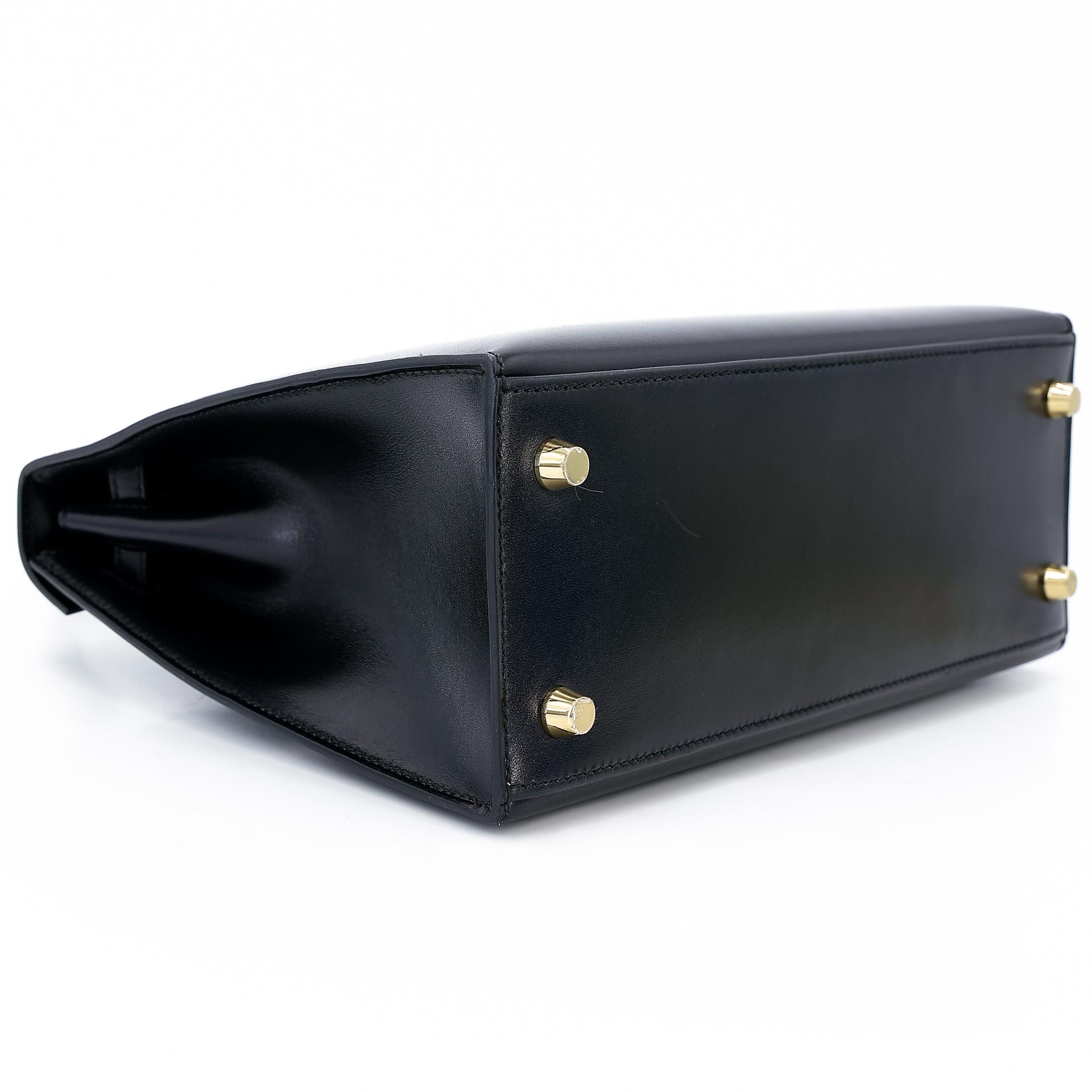 Excellent ( Rank SA ) HERMÈS Kelly 25 Sellier Black (89) Box-calf Gold hardware D (2019) - 7