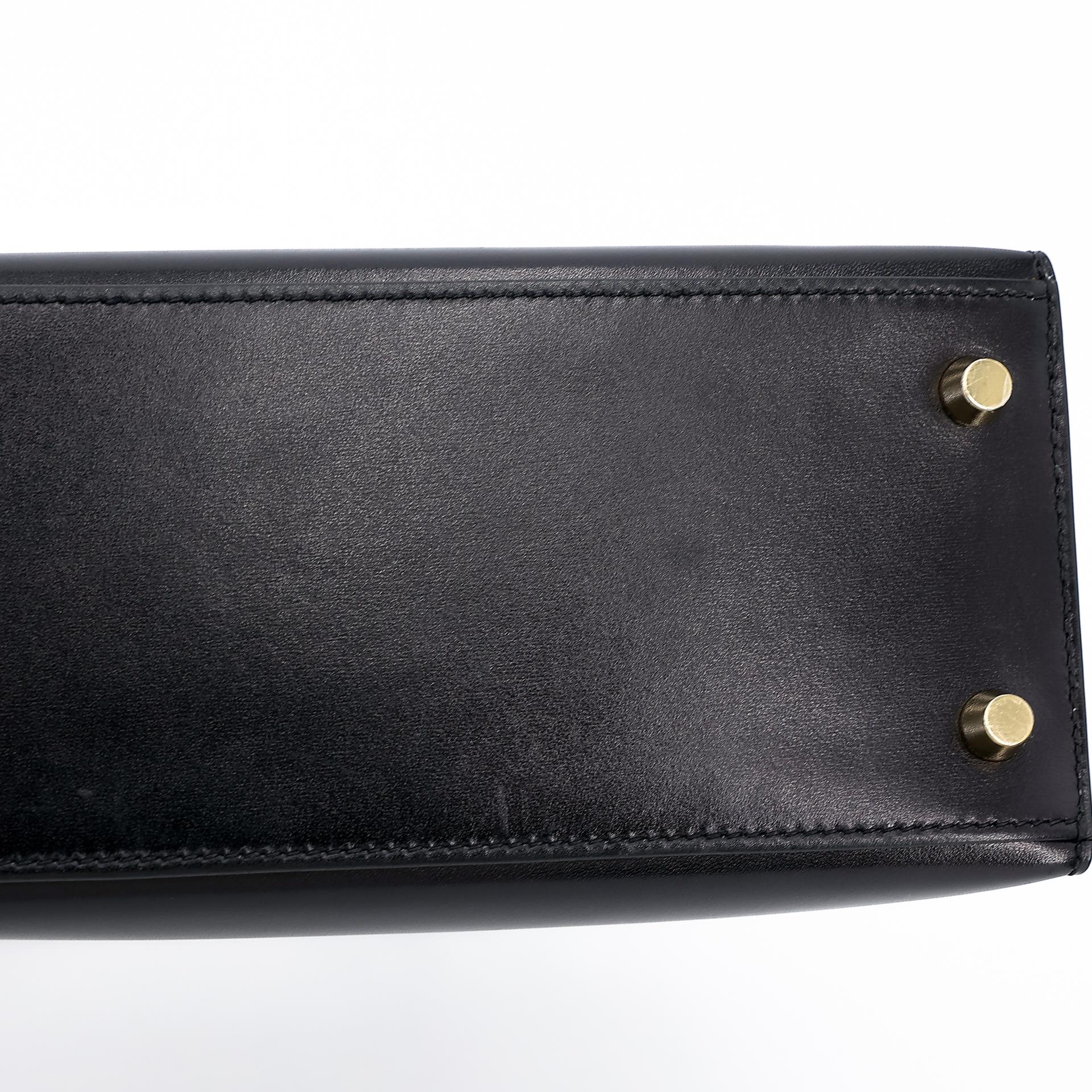 Excellent ( Rank SA ) HERMÈS Kelly 25 Sellier Black (89) Box-calf Gold hardware D (2019) - 9