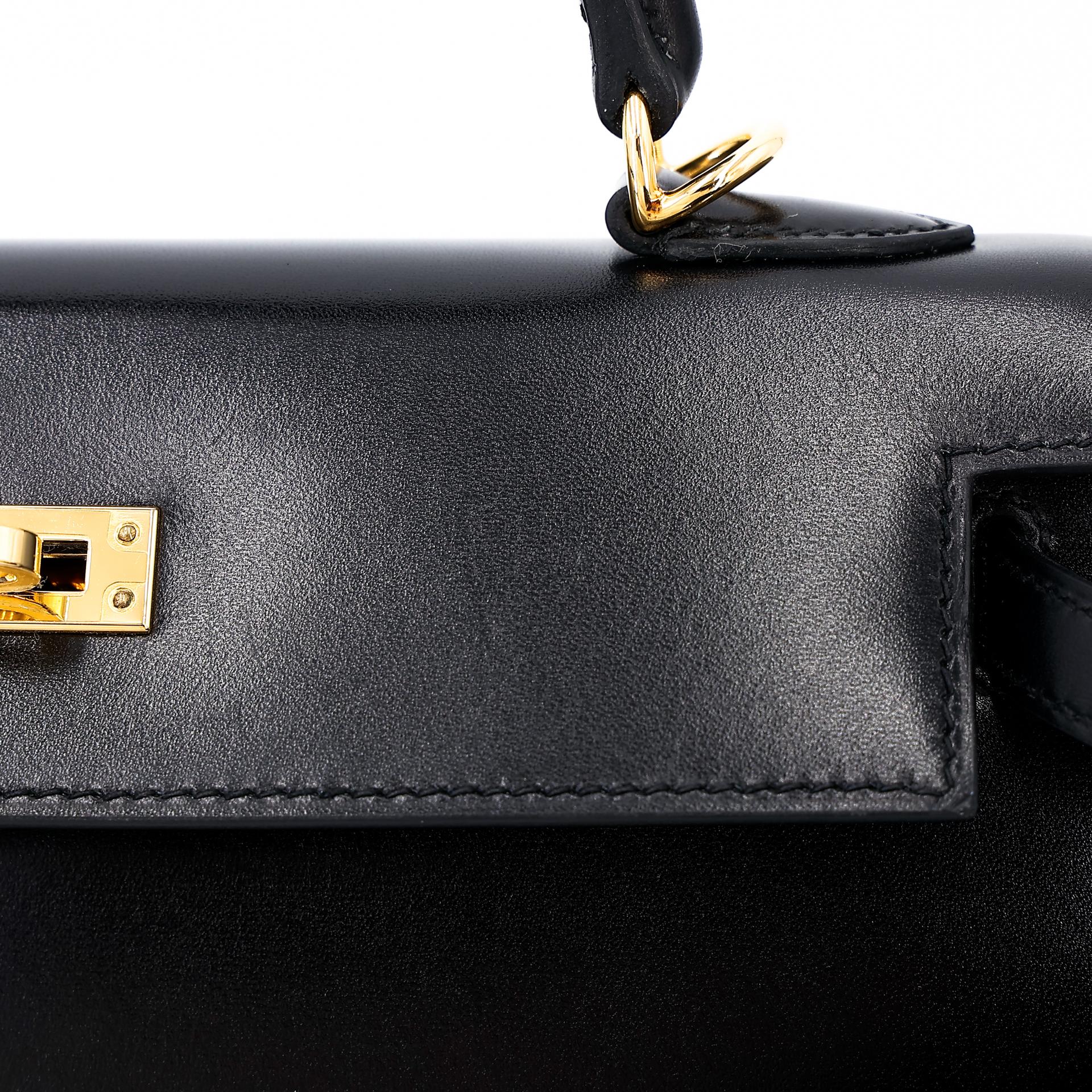 Excellent ( Rank SA ) HERMÈS Kelly 25 Sellier Black (89) Box-calf Gold hardware D (2019) - 15
