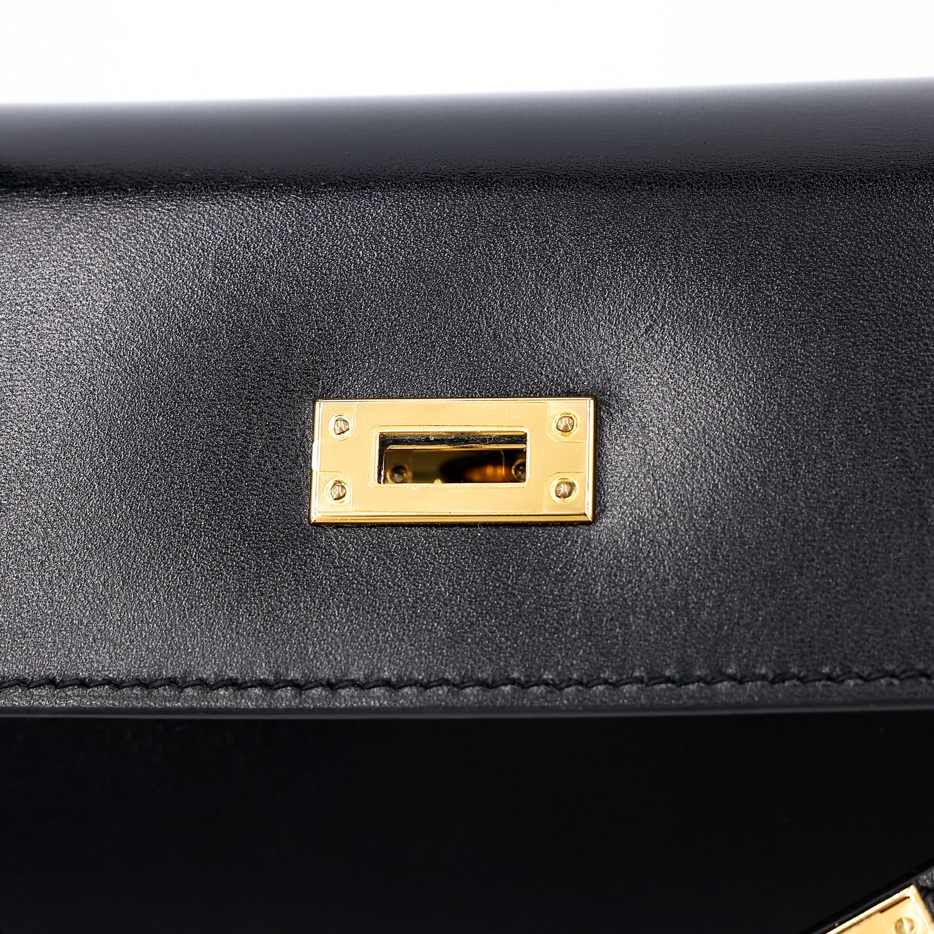Excellent ( Rank SA ) HERMÈS Kelly 25 Sellier Black (89) Box-calf Gold hardware D (2019) - 20