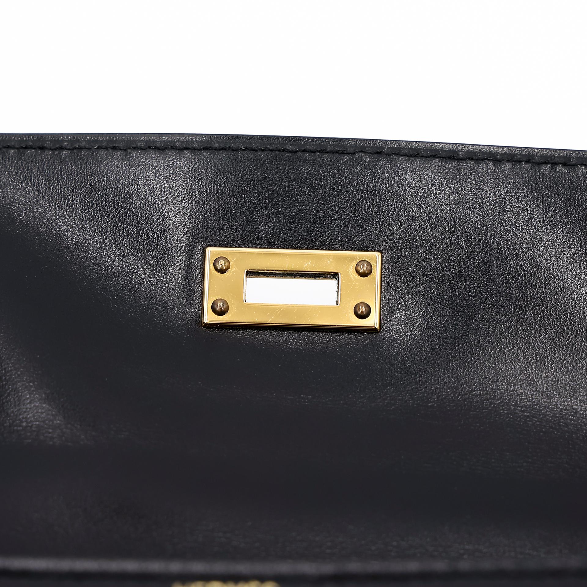 Excellent ( Rank SA ) HERMÈS Kelly 25 Sellier Black (89) Box-calf Gold hardware D (2019) - 21