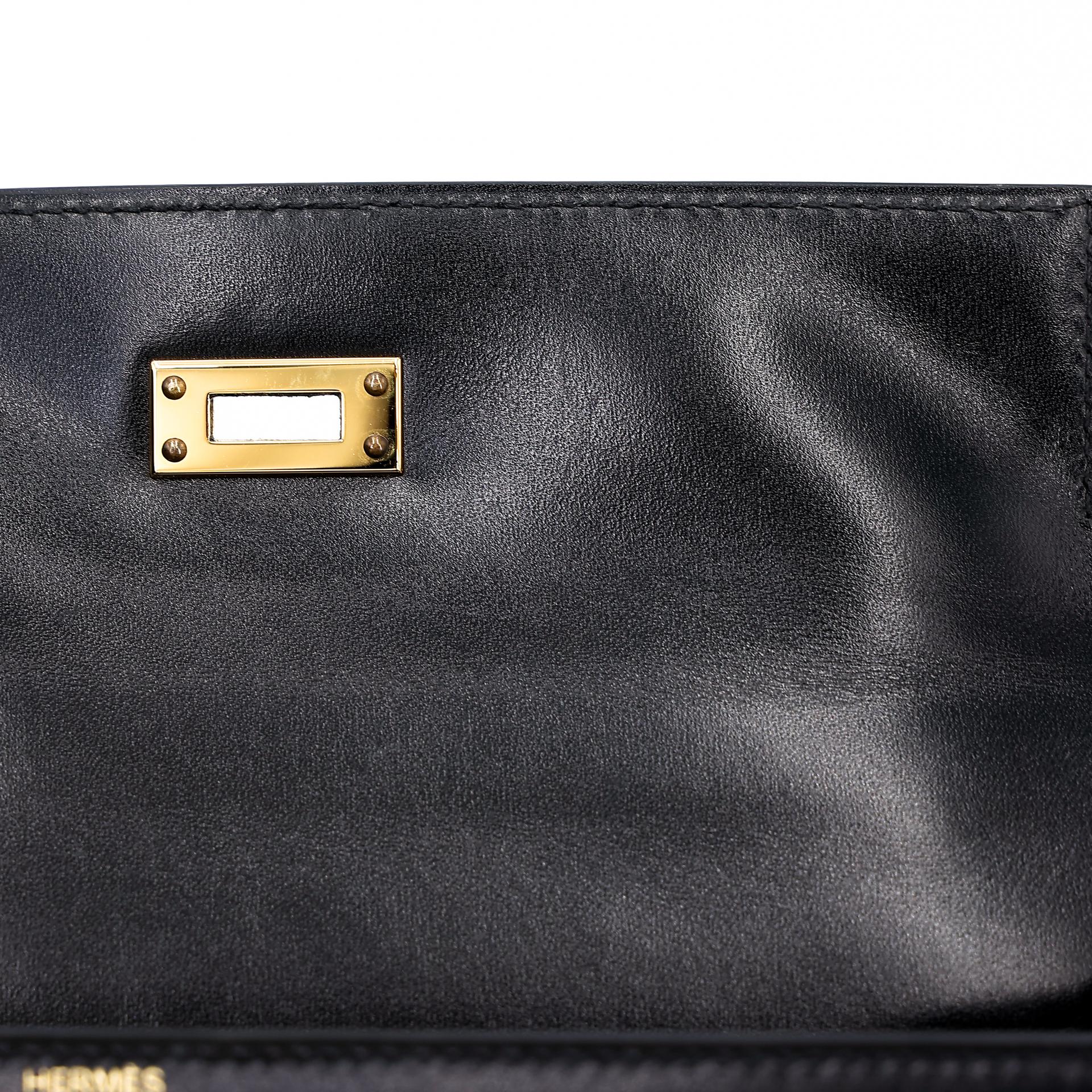 Excellent ( Rank SA ) HERMÈS Kelly 25 Sellier Black (89) Box-calf Gold hardware D (2019) - 22