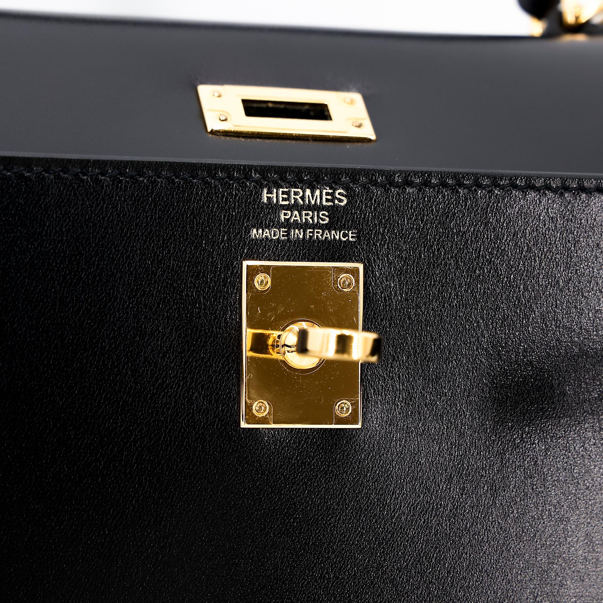 Excellent ( Rank SA ) HERMÈS Kelly 25 Sellier Black (89) Box-calf Gold hardware D (2019) - 24