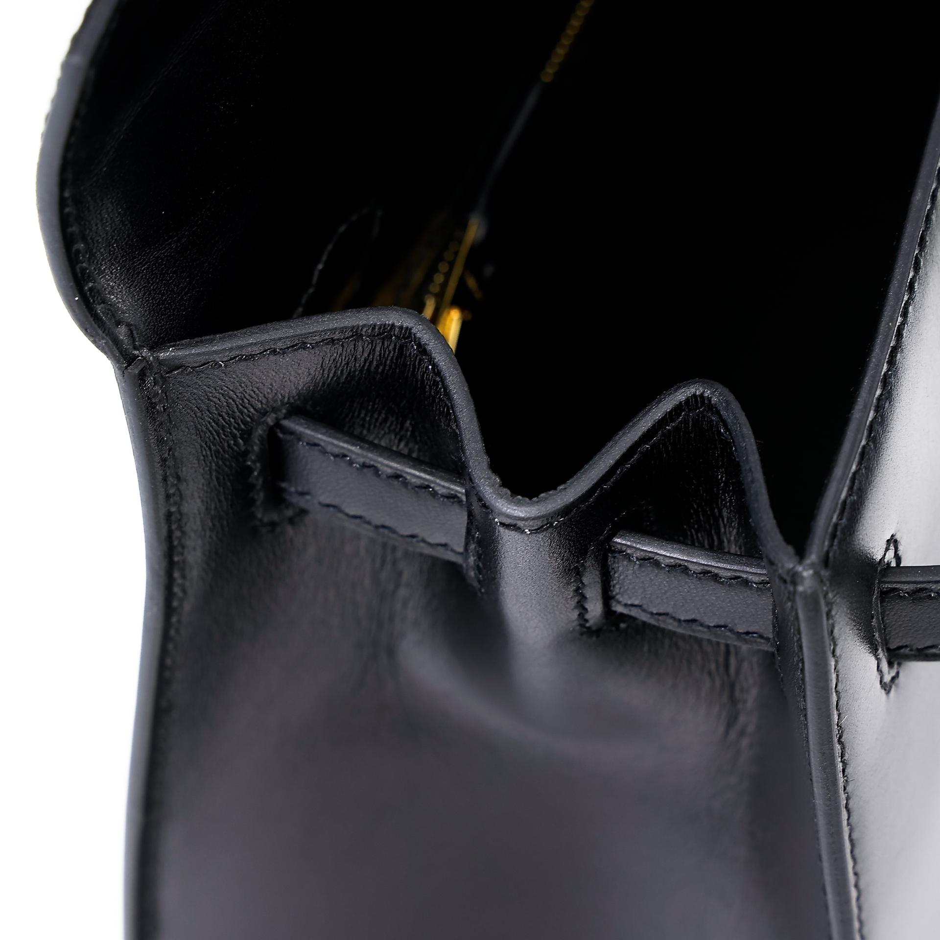 Excellent ( Rank SA ) HERMÈS Kelly 25 Sellier Black (89) Box-calf Gold hardware D (2019) - 27