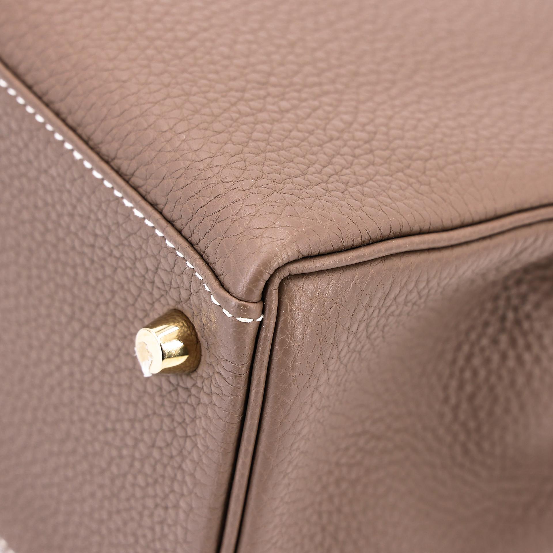 Very Good ( Rank A) HERMÈS Kelly 28 Etoupe (18) Togo Gold hardware Y (2020) - 8