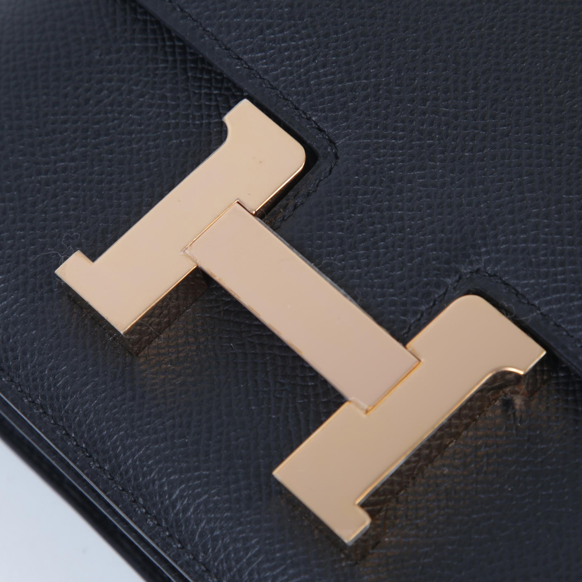 Unused ( Rank NS )  HERMÈS  Constance Mini Black (89) Epsom Rose Gold hardware B (2023) - 8
