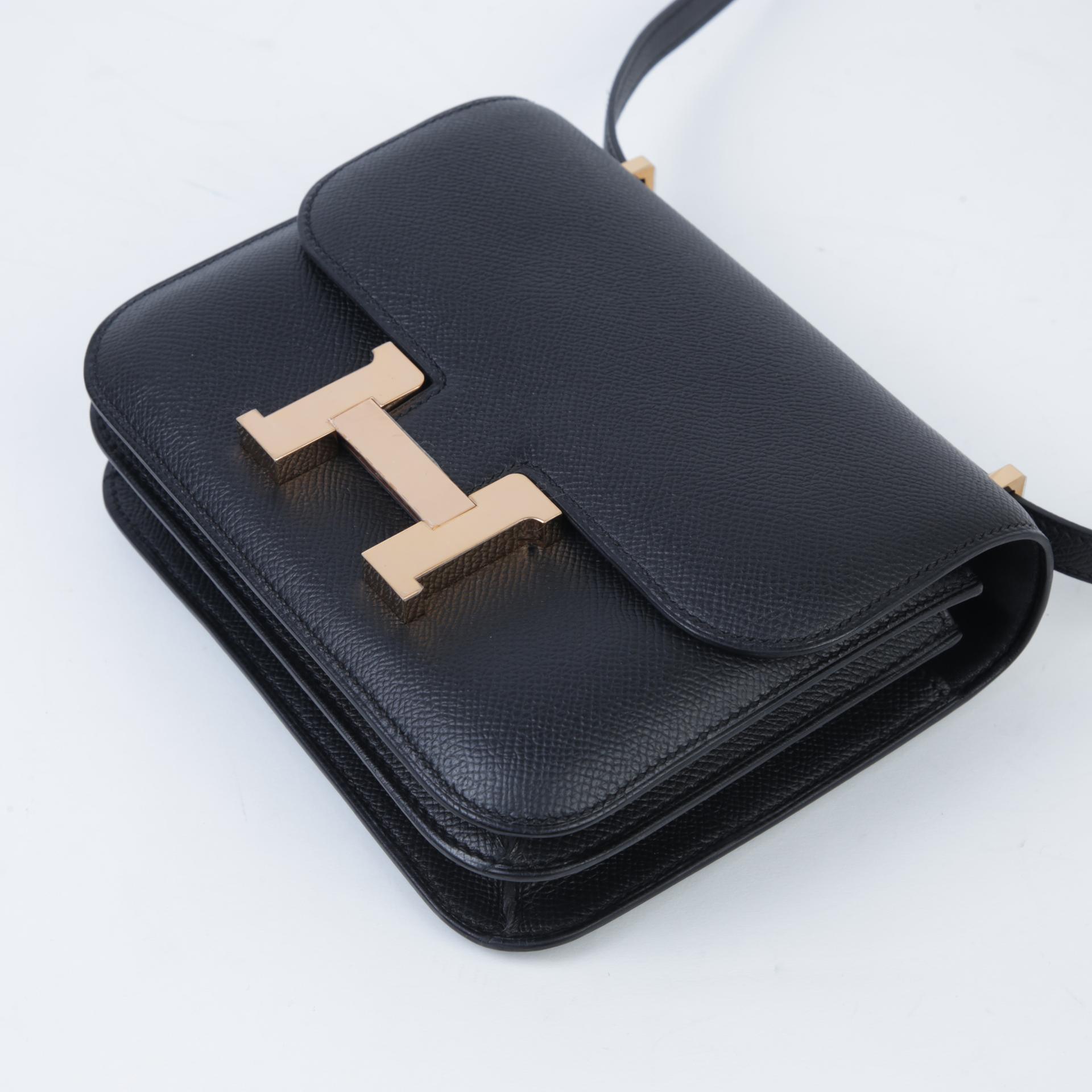 Unused ( Rank NS )  HERMÈS  Constance Mini Black (89) Epsom Rose Gold hardware B (2023) - 4