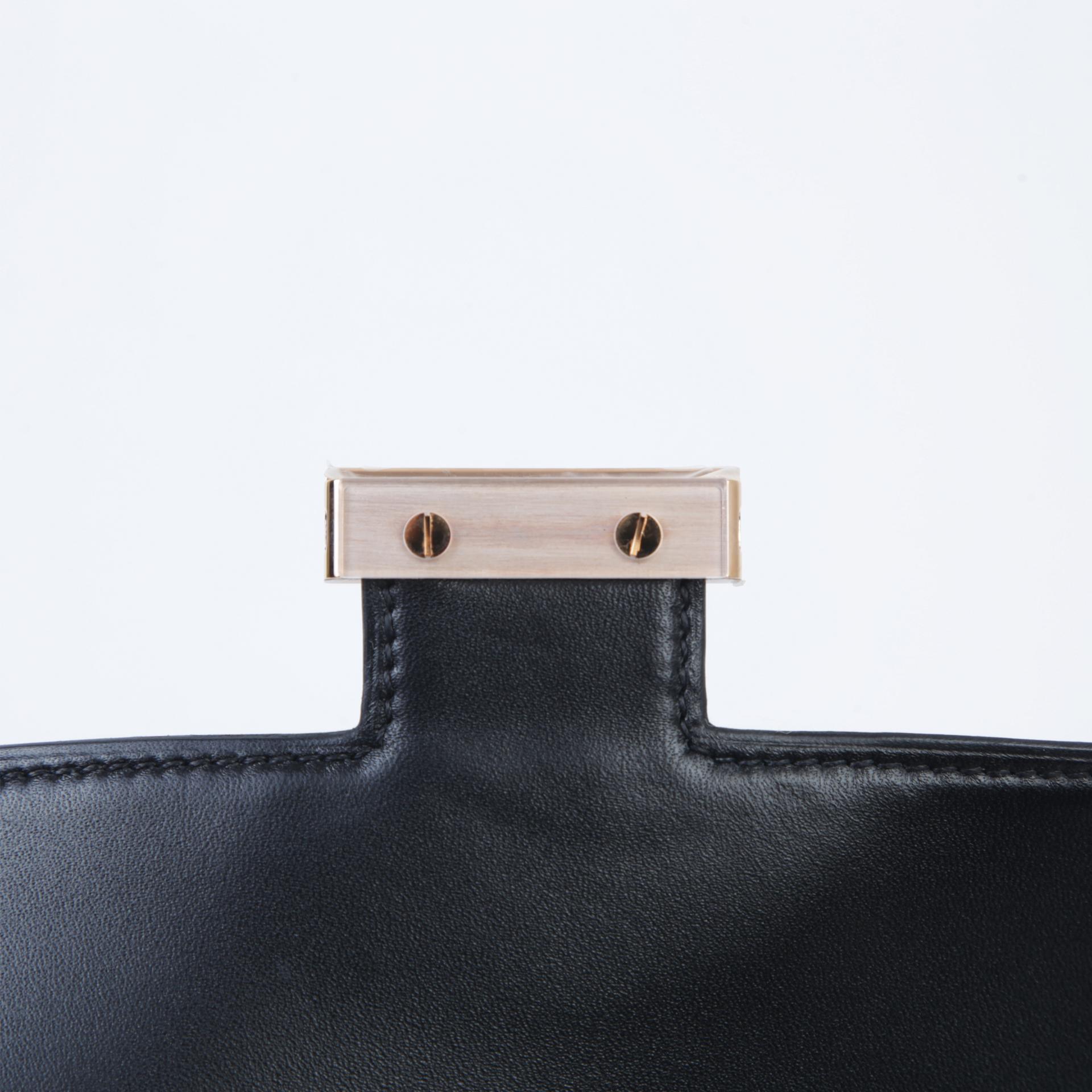 Unused ( Rank NS )  HERMÈS  Constance Mini Black (89) Epsom Rose Gold hardware B (2023) - 9
