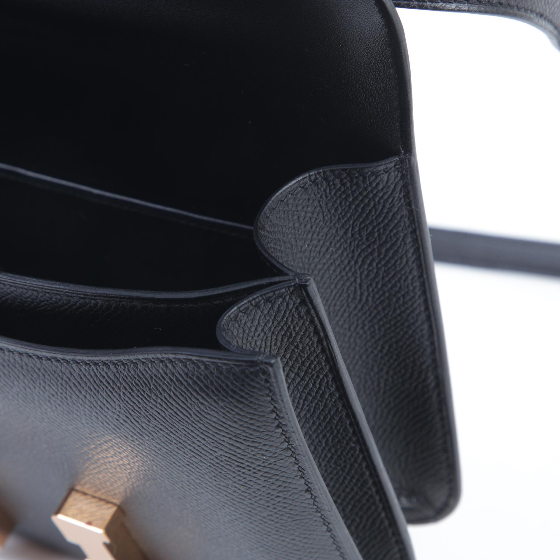 Unused ( Rank NS )  HERMÈS  Constance Mini Black (89) Epsom Rose Gold hardware B (2023) - 13