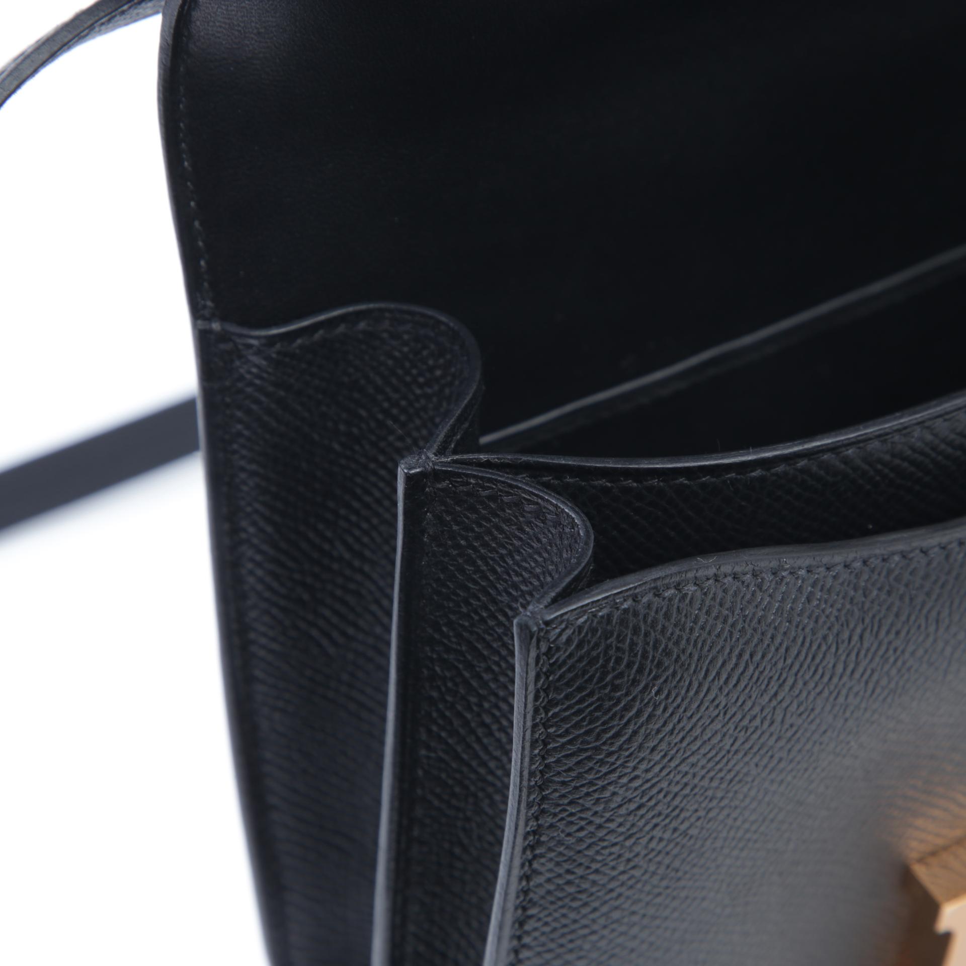 Unused ( Rank NS )  HERMÈS  Constance Mini Black (89) Epsom Rose Gold hardware B (2023) - 14