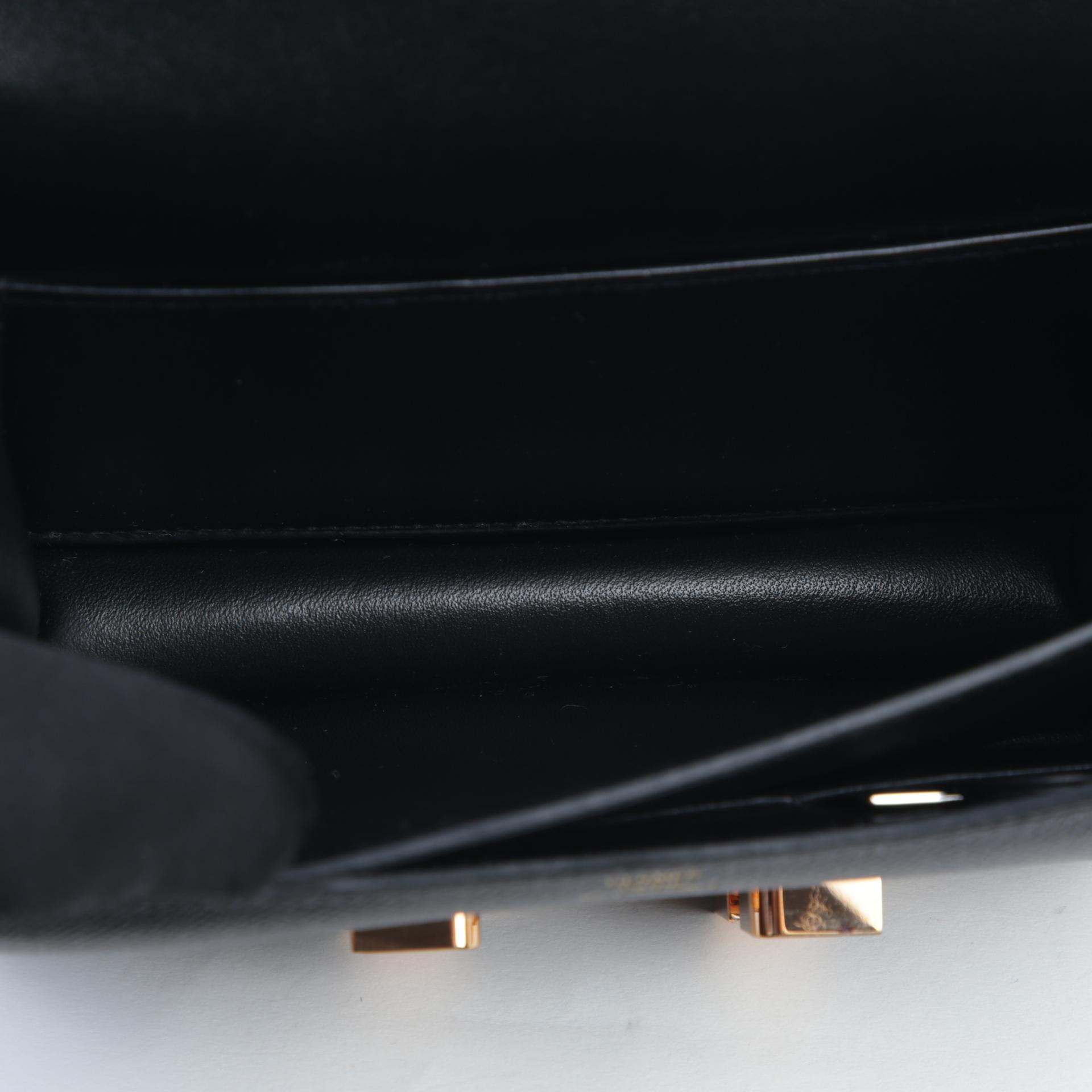 Unused ( Rank NS )  HERMÈS  Constance Mini Black (89) Epsom Rose Gold hardware B (2023) - 11