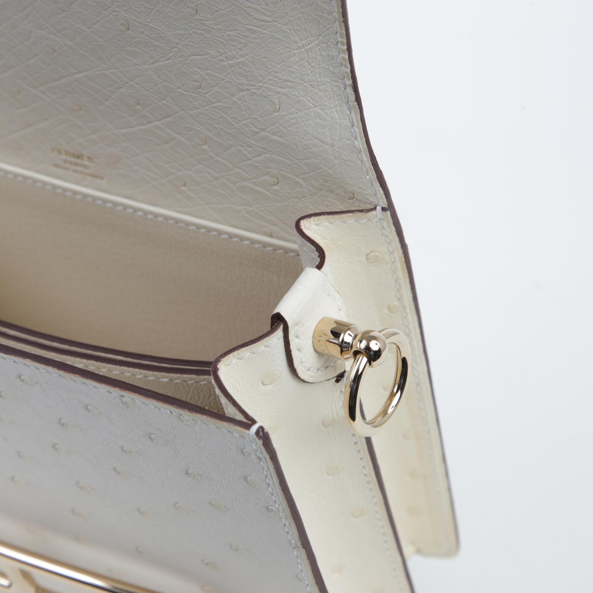 Unused ( Rank NS ) HERMÈS Roulis Mini Nata (I2) Ostrich Permabrass hardware U (2022) - 10