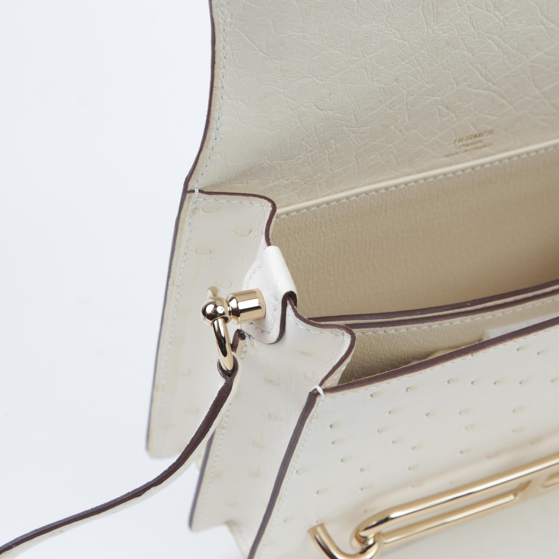 Unused ( Rank NS ) HERMÈS Roulis Mini Nata (I2) Ostrich Permabrass hardware U (2022) - 11