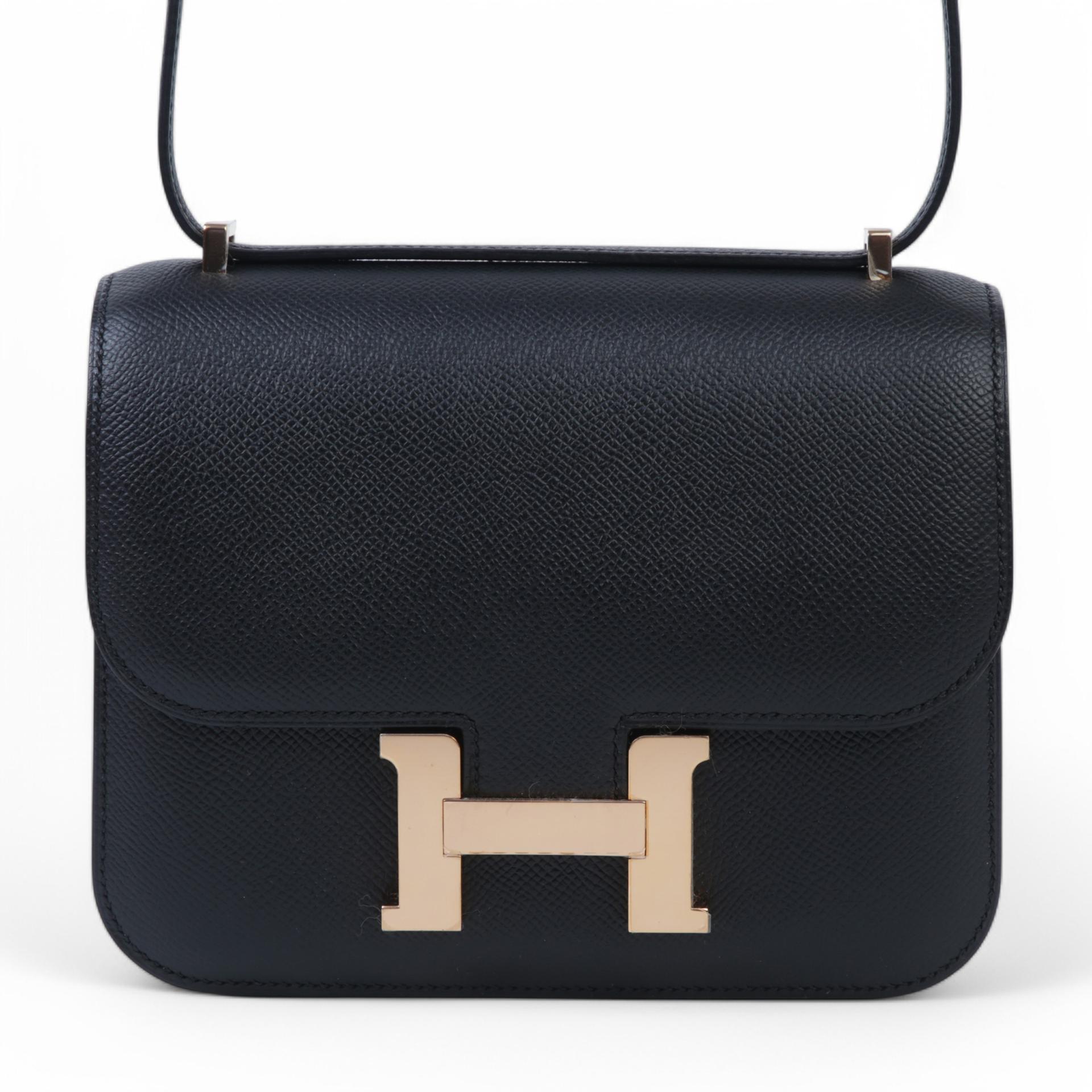 Unused ( Rank NS )  HERMÈS  Constance Mini Black (89) Epsom Rose Gold hardware B (2023) - 1