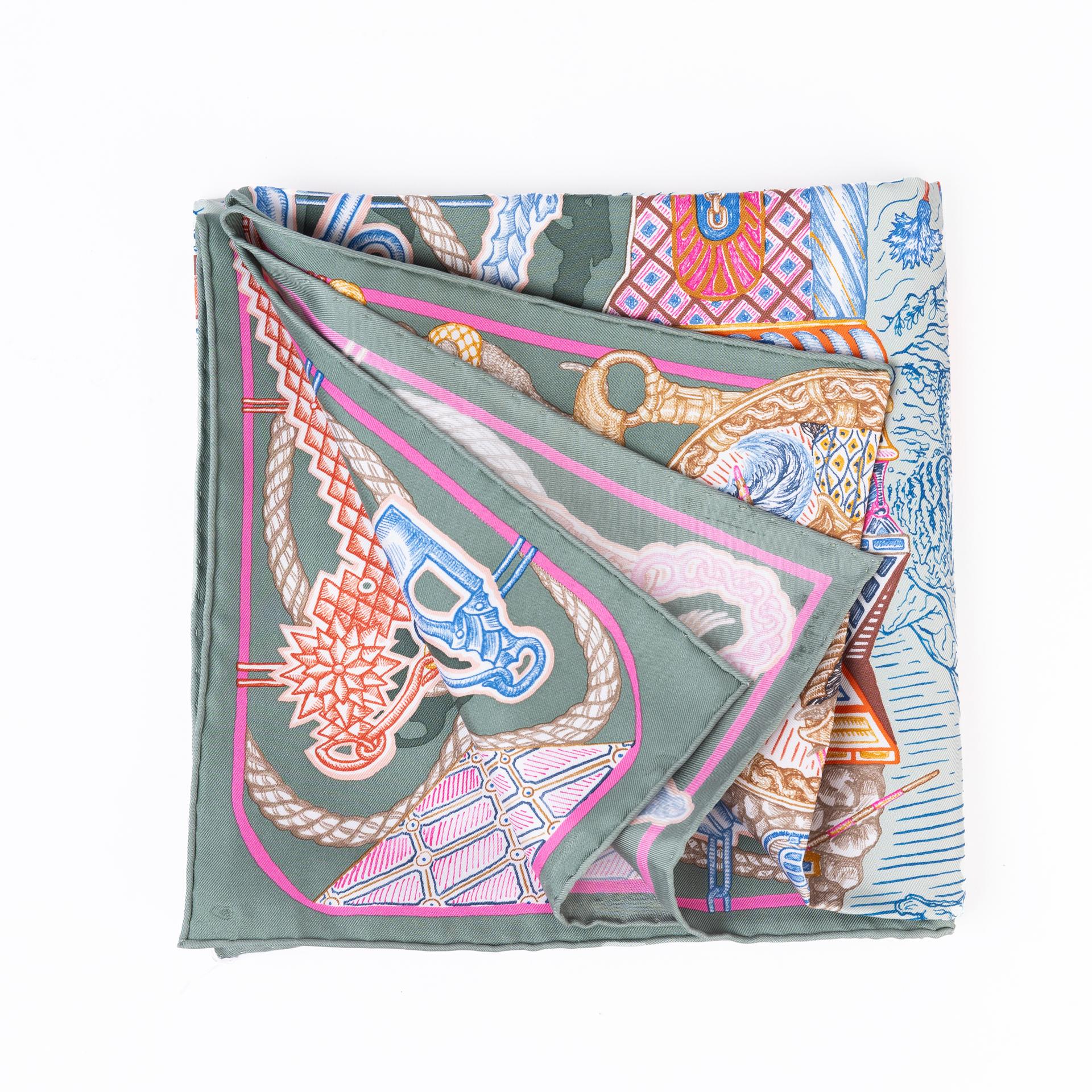 Good ( Rank AB) HERMÈS Carre 90 scarf Super Silk Quest Multi-color Silk - 3