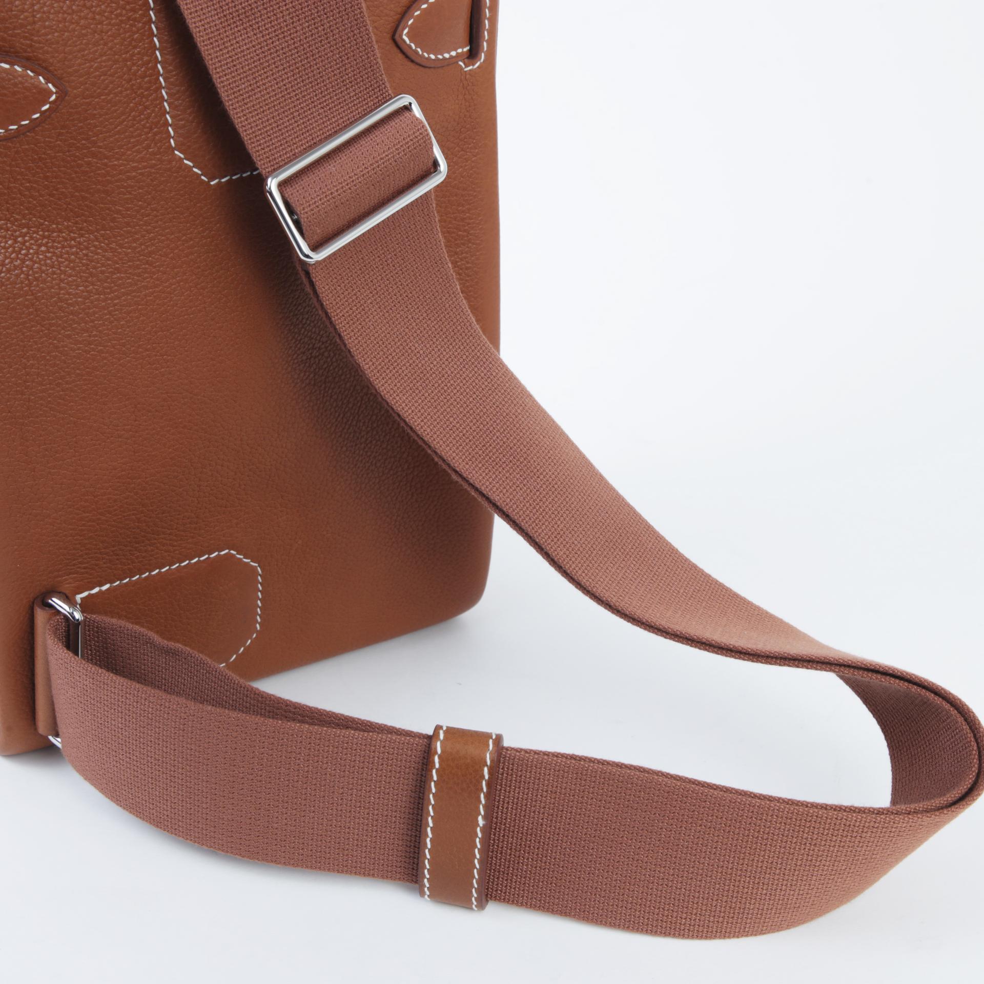 Brand New ( Rank N ) HERMÈS Hac a Dos PM Fauve (34) Barenia Faubourg Palladium hardware W (2024) - 3