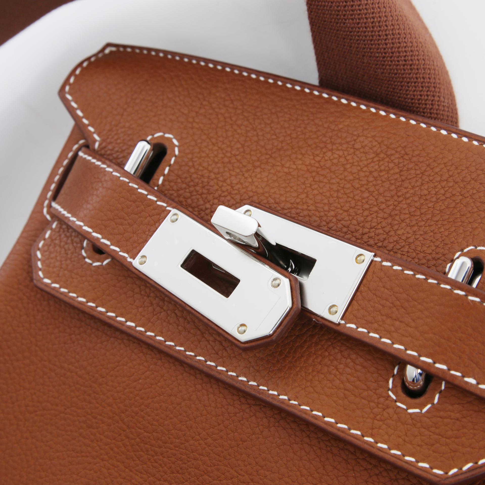 Brand New ( Rank N ) HERMÈS Hac a Dos PM Fauve (34) Barenia Faubourg Palladium hardware W (2024) - 8