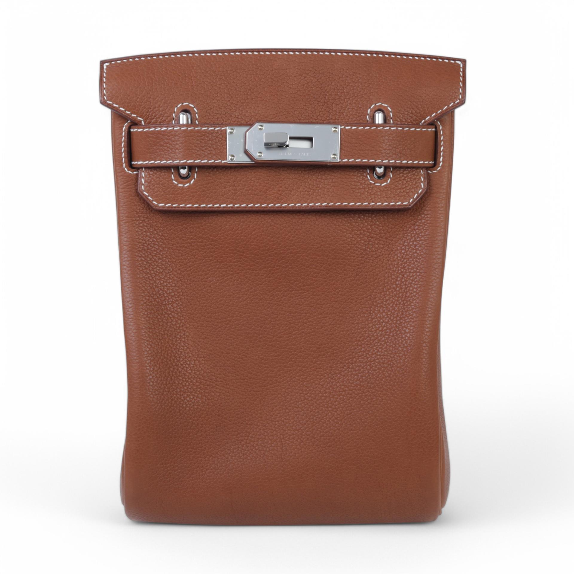 Brand New ( Rank N ) HERMÈS Hac a Dos PM Fauve (34) Barenia Faubourg Palladium hardware W (2024) - 1