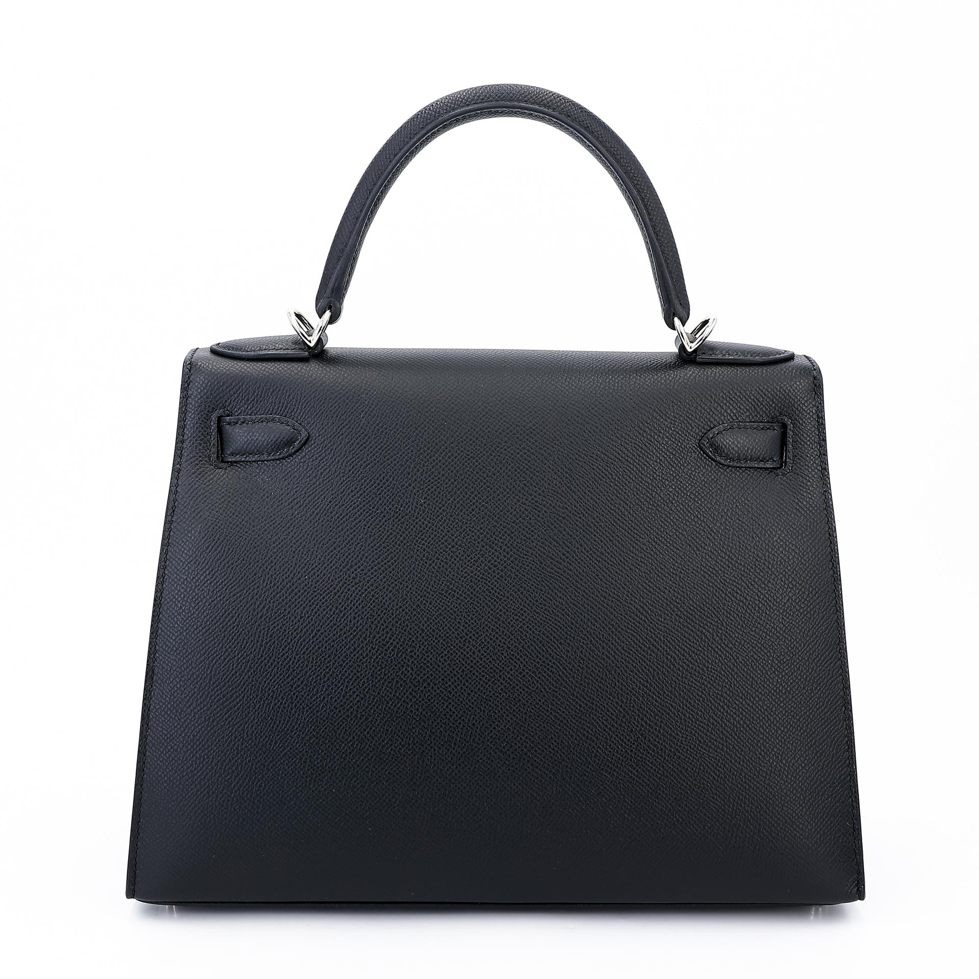 Excellent ( Rank SA ) HERMÈS Kelly 28 Sellier Black (89) Epsom Palladium hardware U (2022) - 2