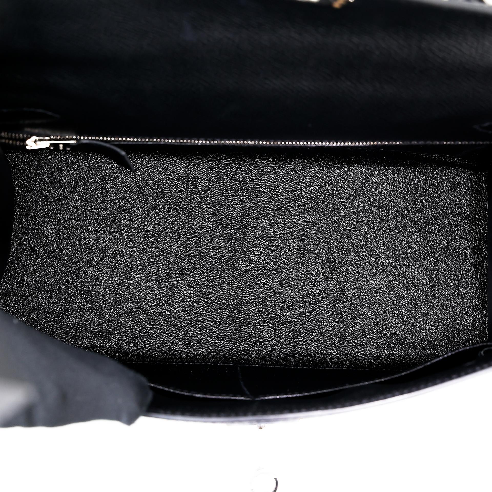 Excellent ( Rank SA ) HERMÈS Kelly 28 Sellier Black (89) Epsom Palladium hardware U (2022) - 21