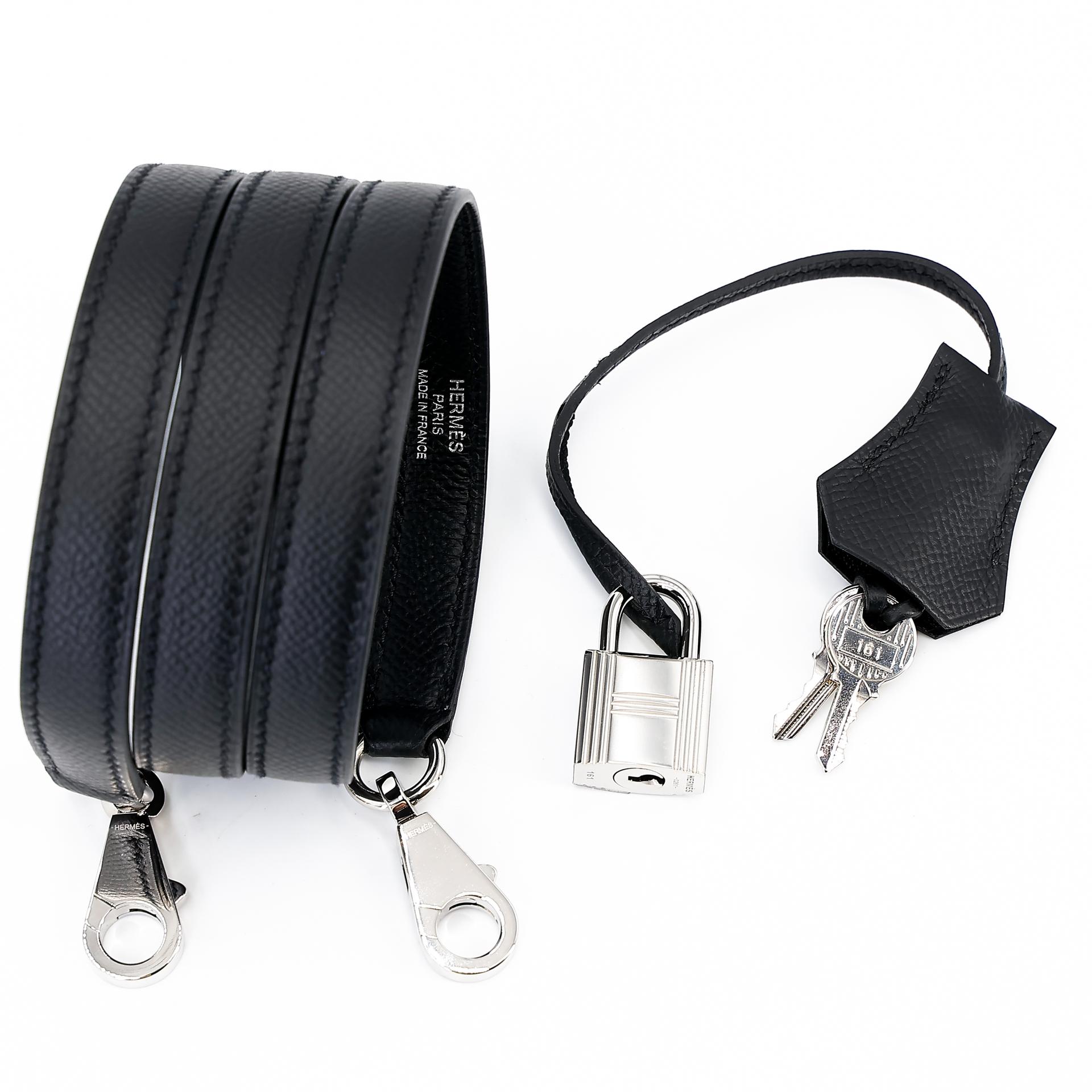 Excellent ( Rank SA ) HERMÈS Kelly 28 Sellier Black (89) Epsom Palladium hardware U (2022) - 22