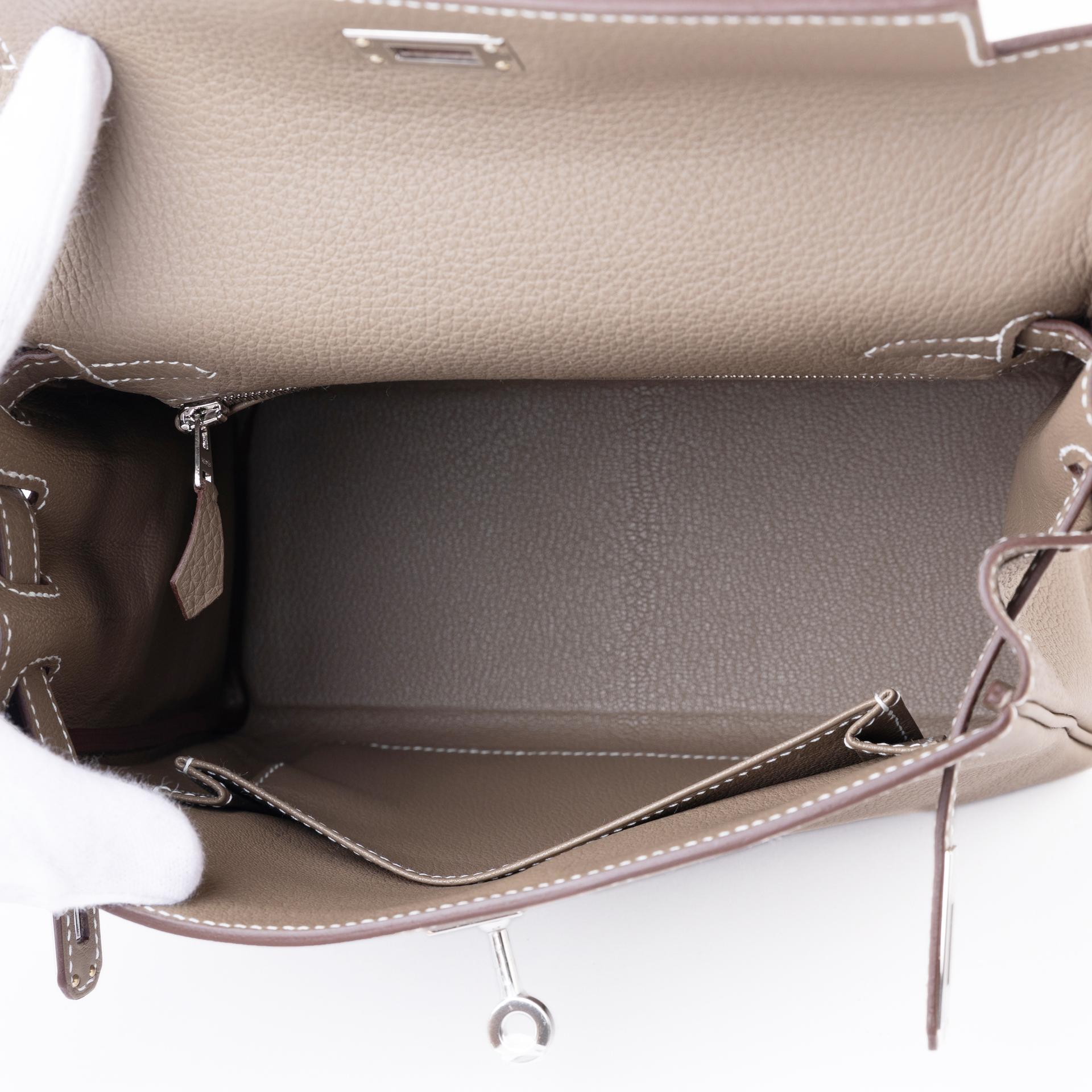 Brand New ( Rank N ) HERMÈS Kelly 25 Etoupe (18) Togo Palladium hardware W (2024) - 10