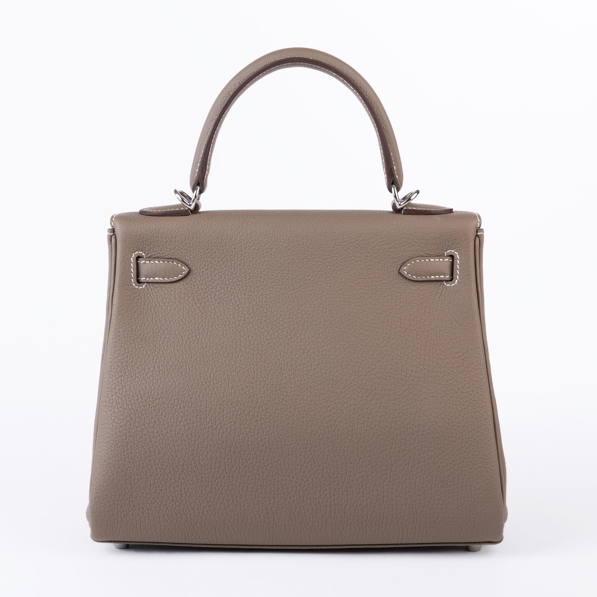Brand New ( Rank N ) HERMÈS Kelly 25 Etoupe (18) Togo Palladium hardware W (2024) - 2