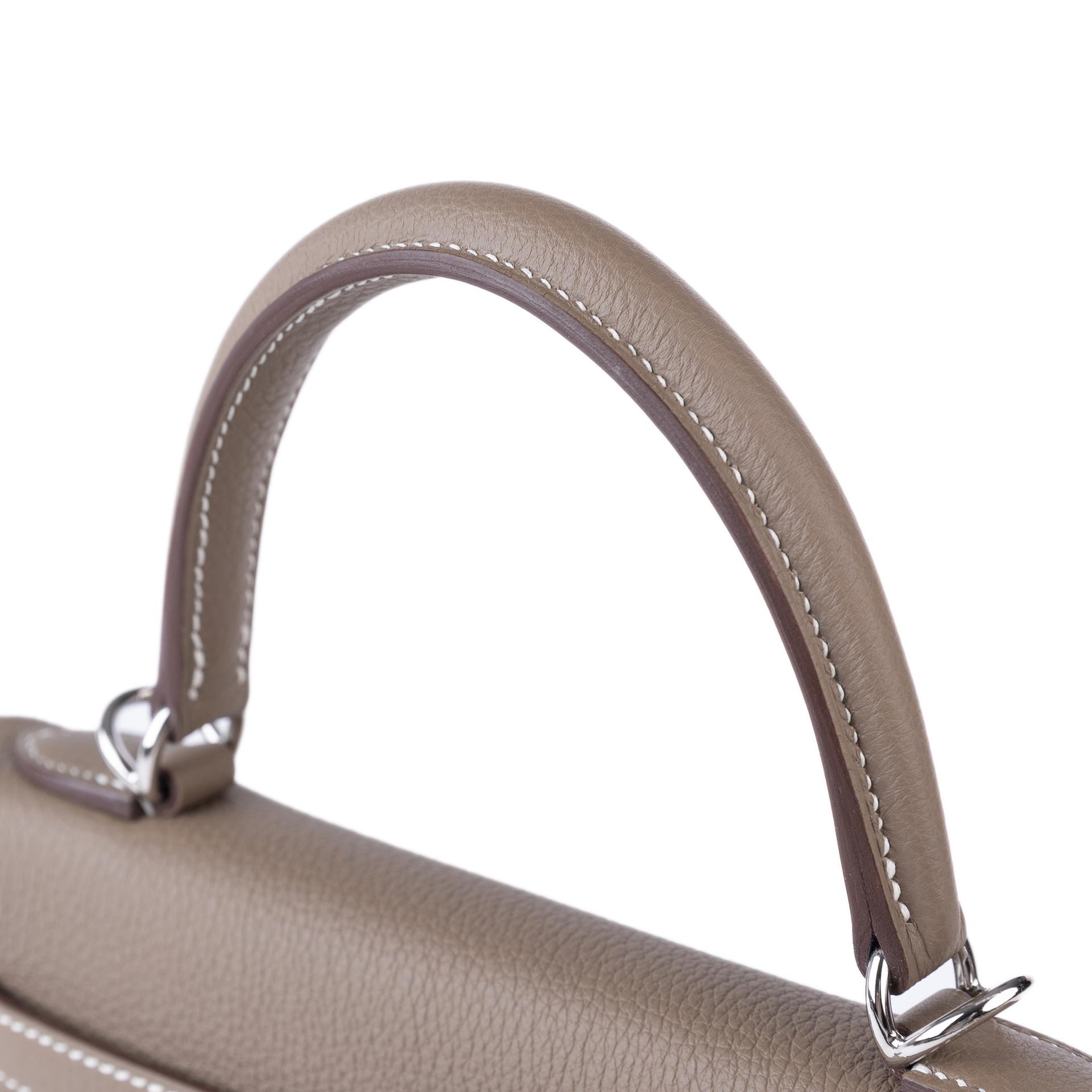 Brand New ( Rank N ) HERMÈS Kelly 25 Etoupe (18) Togo Palladium hardware W (2024) - 3