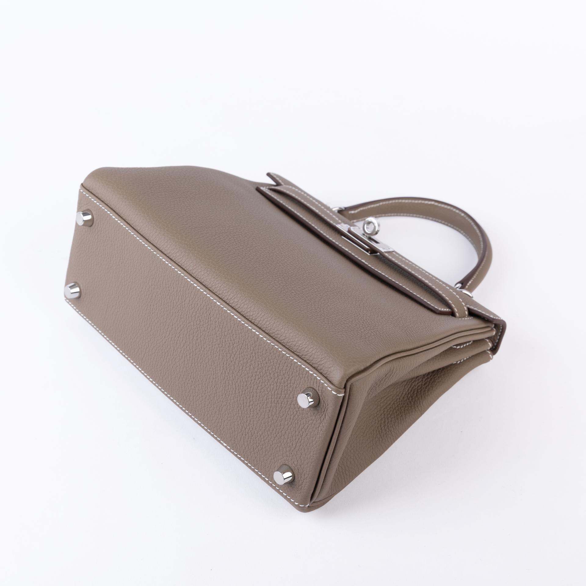 Brand New ( Rank N ) HERMÈS Kelly 25 Etoupe (18) Togo Palladium hardware W (2024) - 4