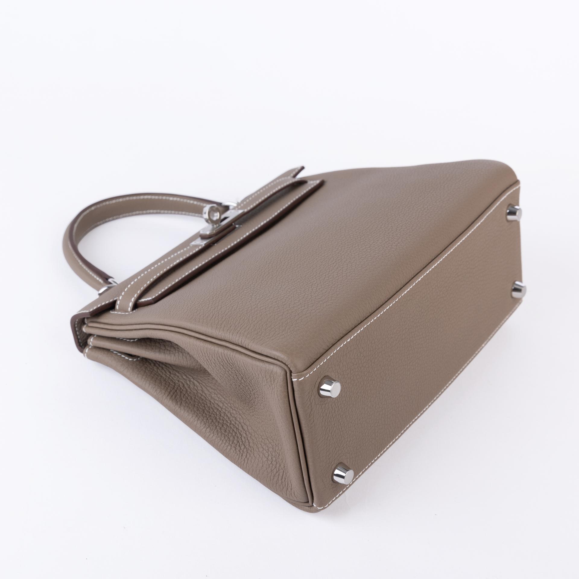 Brand New ( Rank N ) HERMÈS Kelly 25 Etoupe (18) Togo Palladium hardware W (2024) - 5