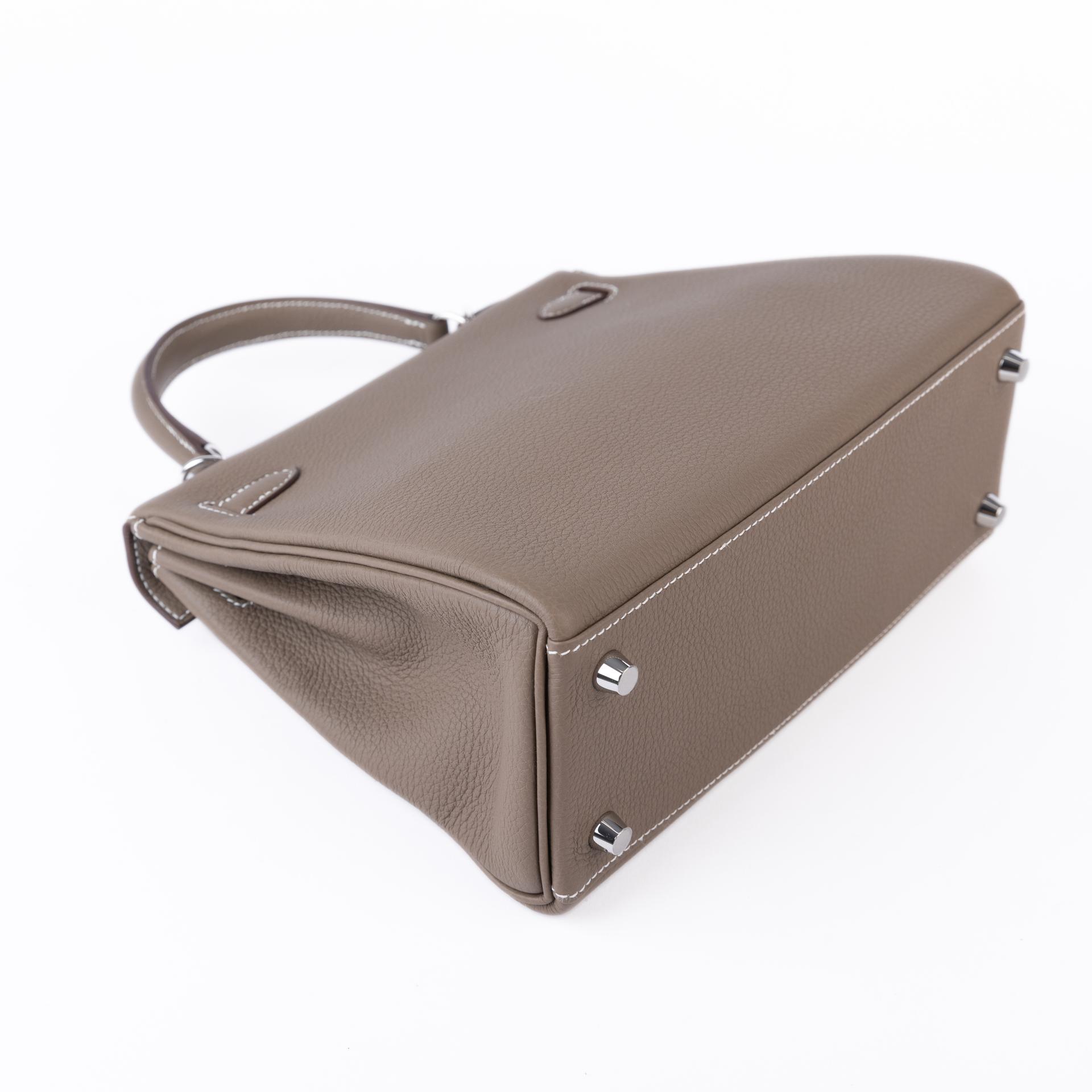Brand New ( Rank N ) HERMÈS Kelly 25 Etoupe (18) Togo Palladium hardware W (2024) - 7