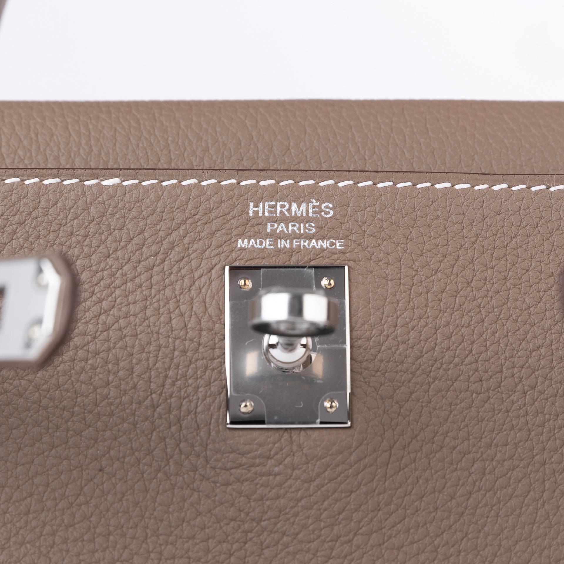 Brand New ( Rank N ) HERMÈS Kelly 25 Etoupe (18) Togo Palladium hardware W (2024) - 9