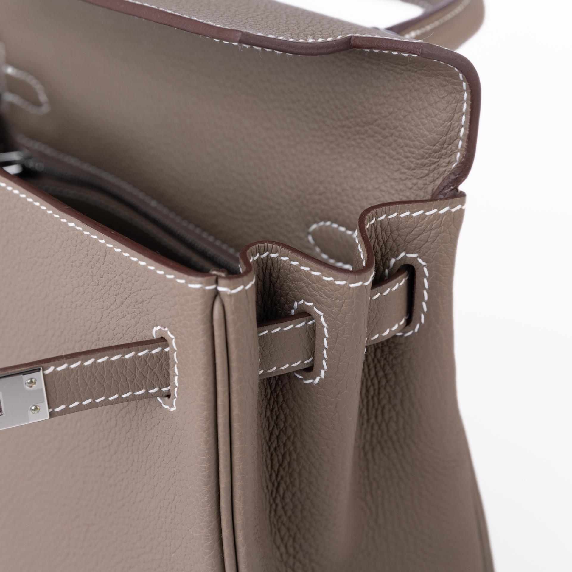 Brand New ( Rank N ) HERMÈS Kelly 25 Etoupe (18) Togo Palladium hardware W (2024) - 11