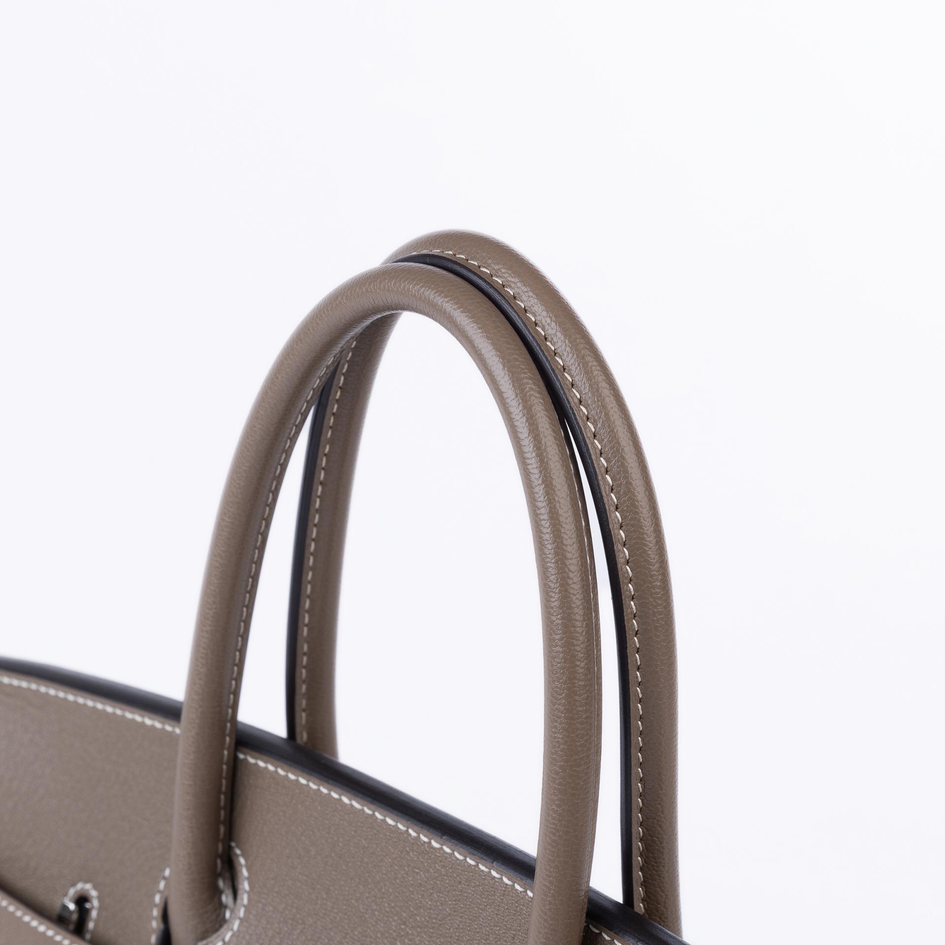 Very Good ( Rank A)  HERMÈS  Birkin 30 Etoupe (18) Chevre Palladium hardware X (2016) - 3