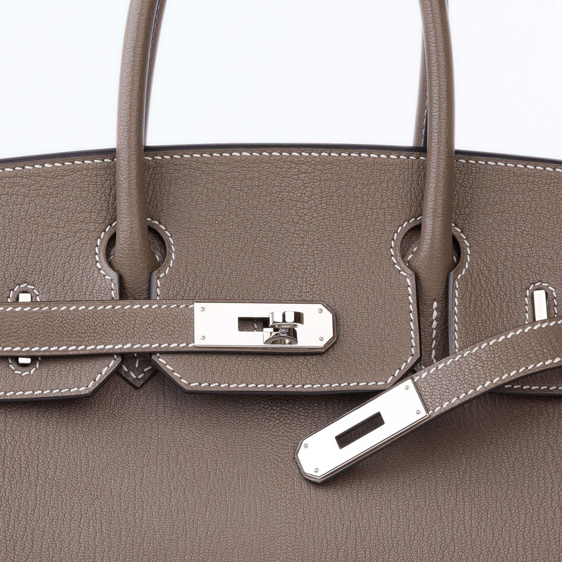 Very Good ( Rank A)  HERMÈS  Birkin 30 Etoupe (18) Chevre Palladium hardware X (2016) - 8