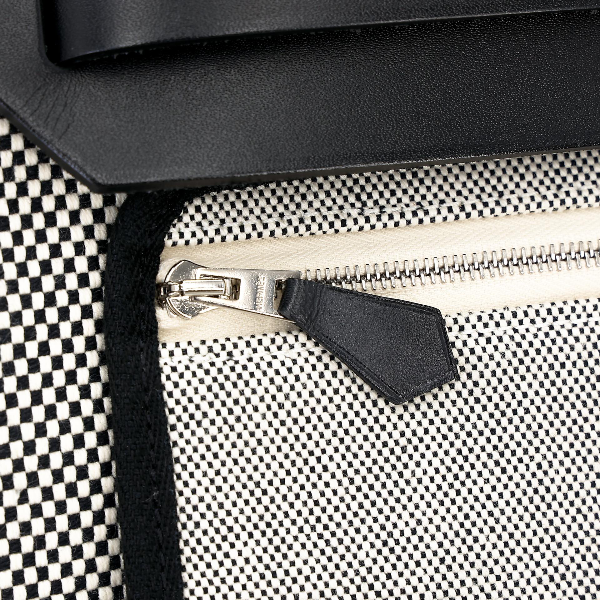 ランク A HERMÈS エルメス エールバッグジップ PM ブラック (89) キャンバス レザー シルバー金具 B刻印 - 17