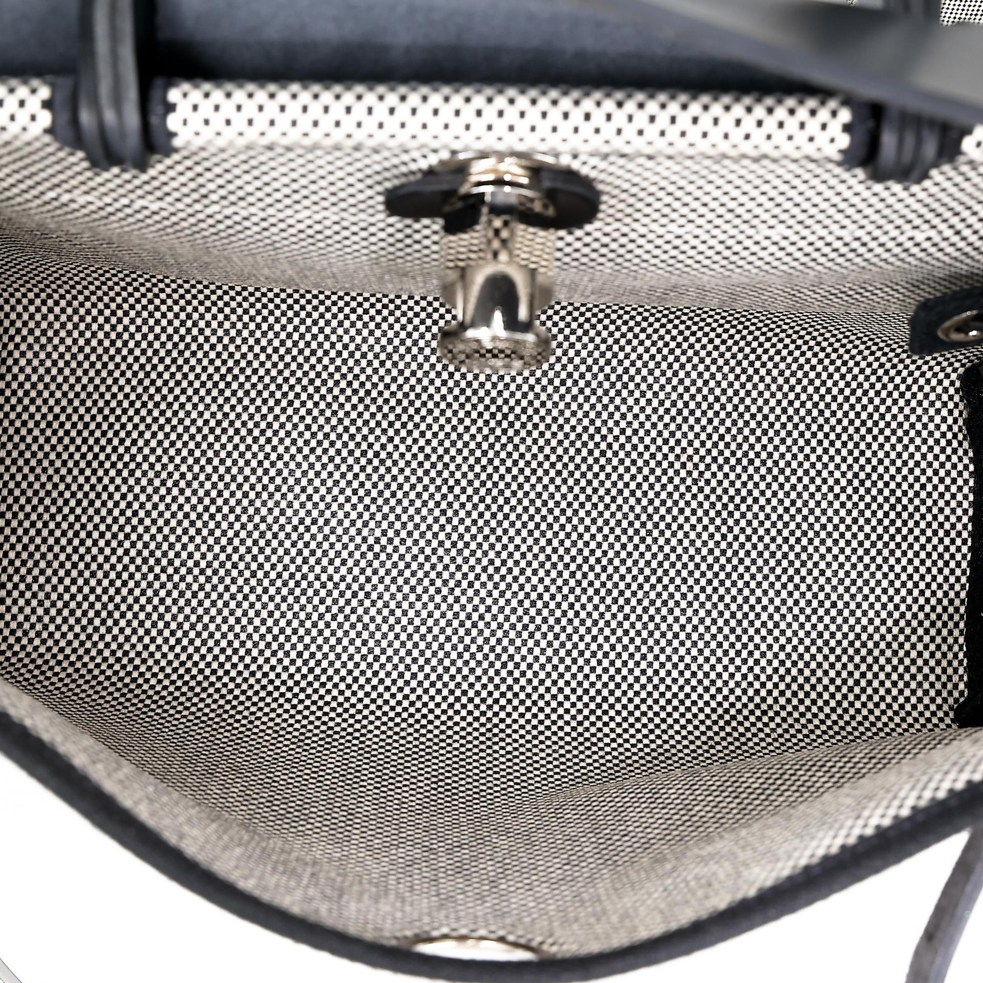 ランク A HERMÈS エルメス エールバッグジップ PM ブラック (89) キャンバス レザー シルバー金具 B刻印 - 36