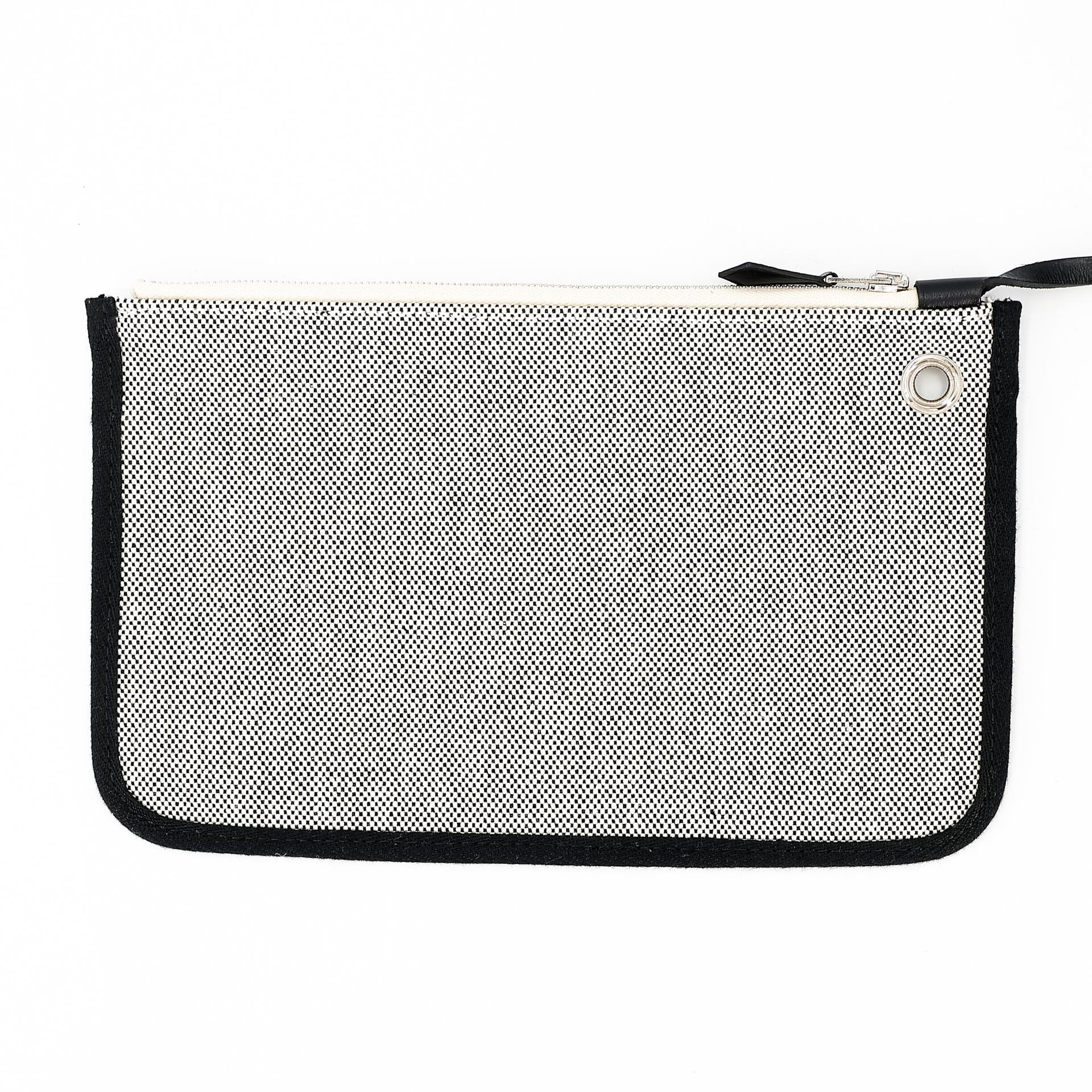 ランク A HERMÈS エルメス エールバッグジップ PM ブラック (89) キャンバス レザー シルバー金具 B刻印 - 38